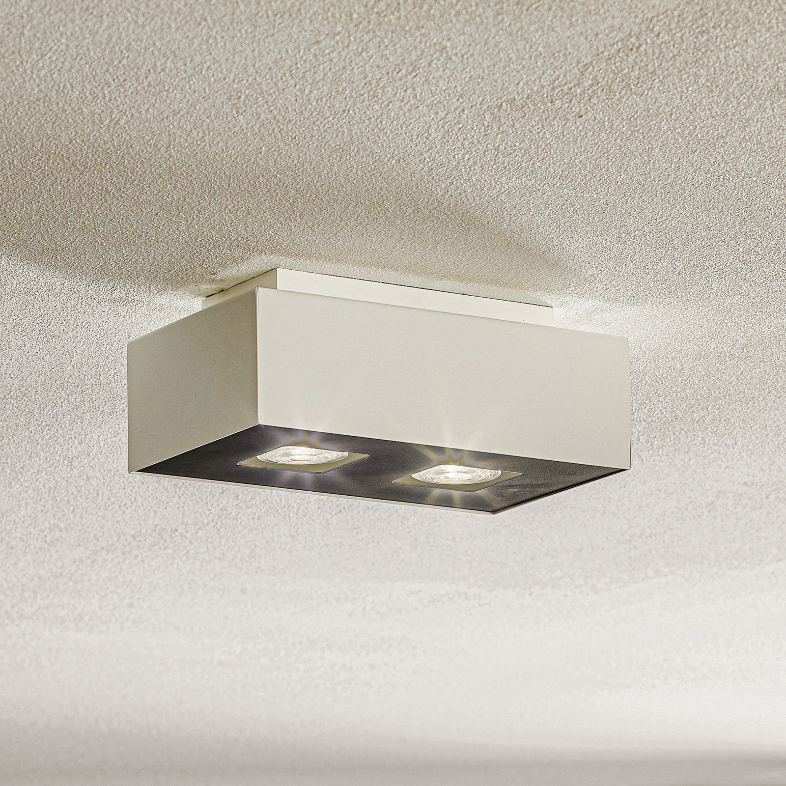 SOLLUX LIGHTING Plachetă Kasi din oțel alb cu 2 becuri - Camera de zi / sufragerie - Modern - alb negru - Metal