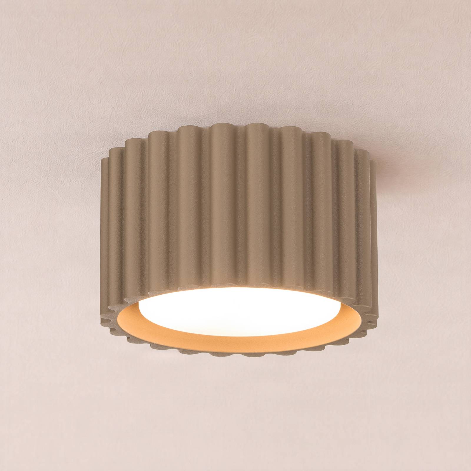 Lampa sufitowa Aura 1, kolor taupe, 1-punktowa, średnica 10 cm, GX53