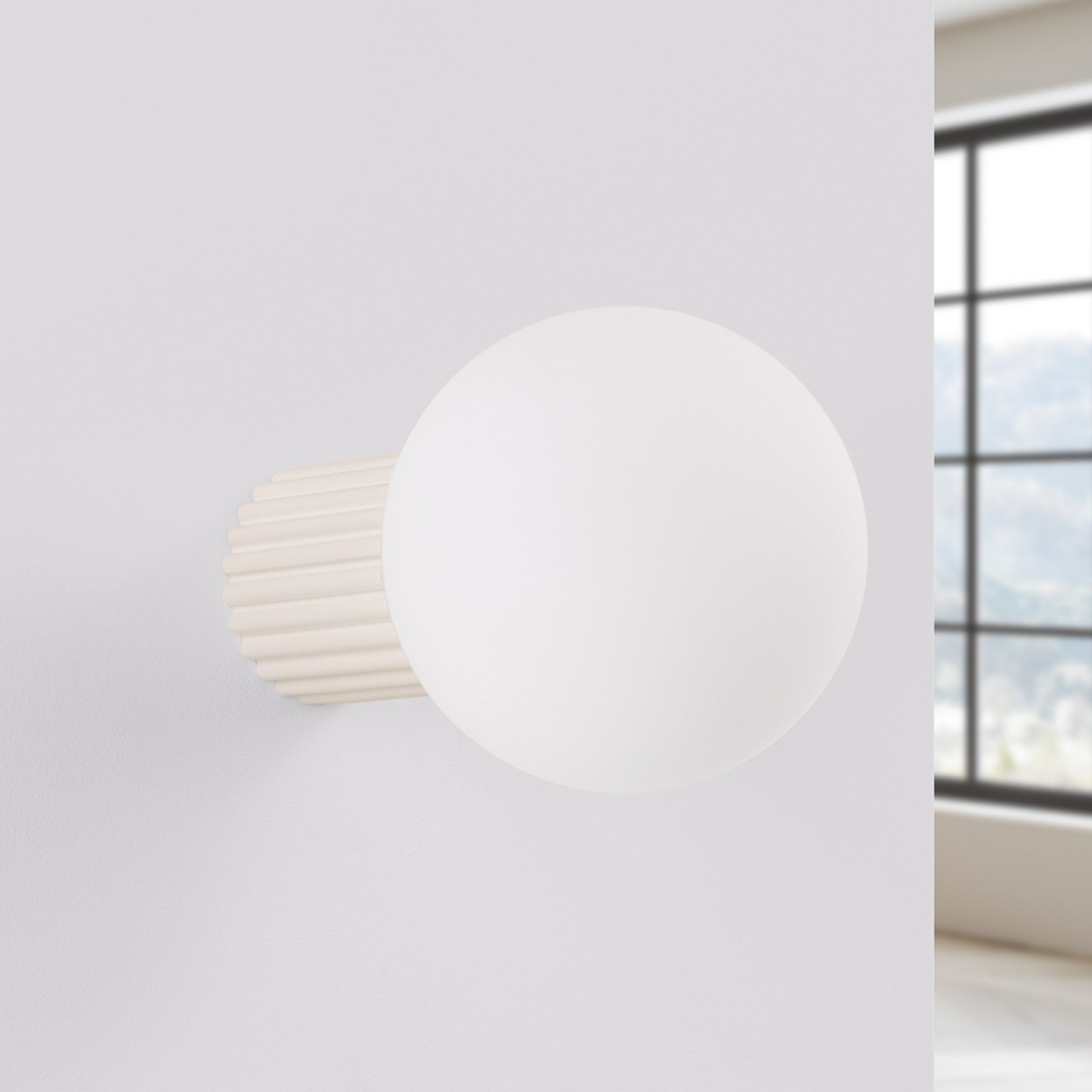 Φωτιστικό τοίχου ORBI, μπεζ, γυαλί/μέταλλο, Ø 12 cm, IP44, G9