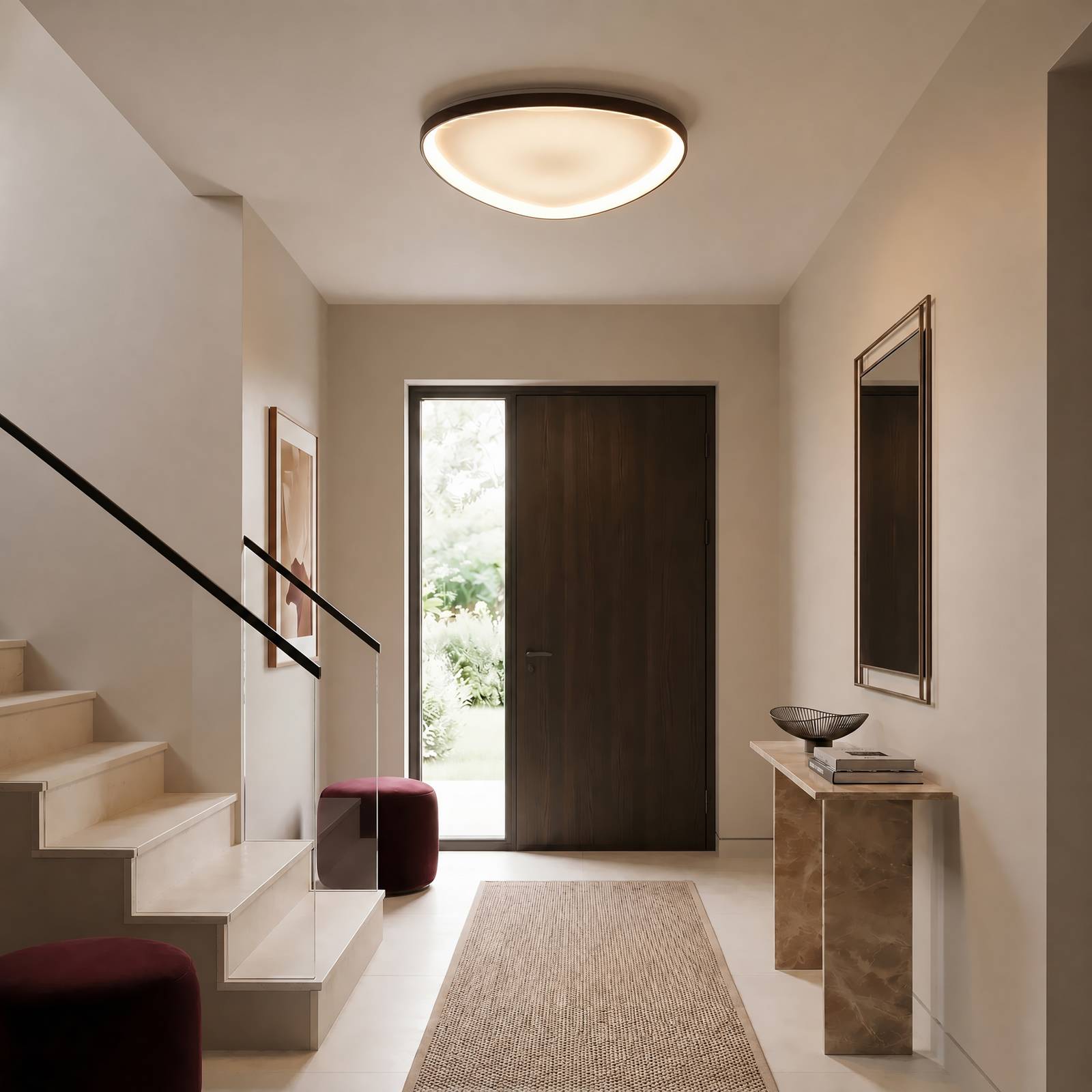 Lampa sufitowa LED Lucande Asken, 61 cm, brązowa, CCT, ściemniana