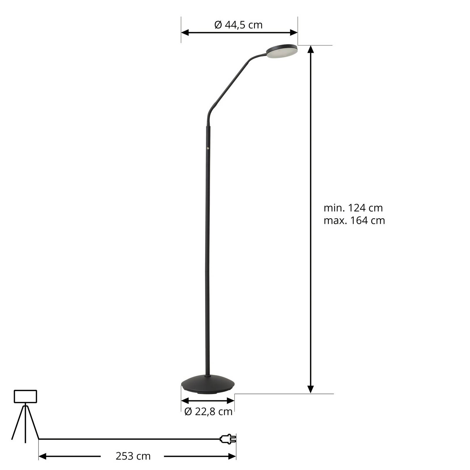 Lindby Lampa stojąca LED Elvyn, czarna, regulowana
