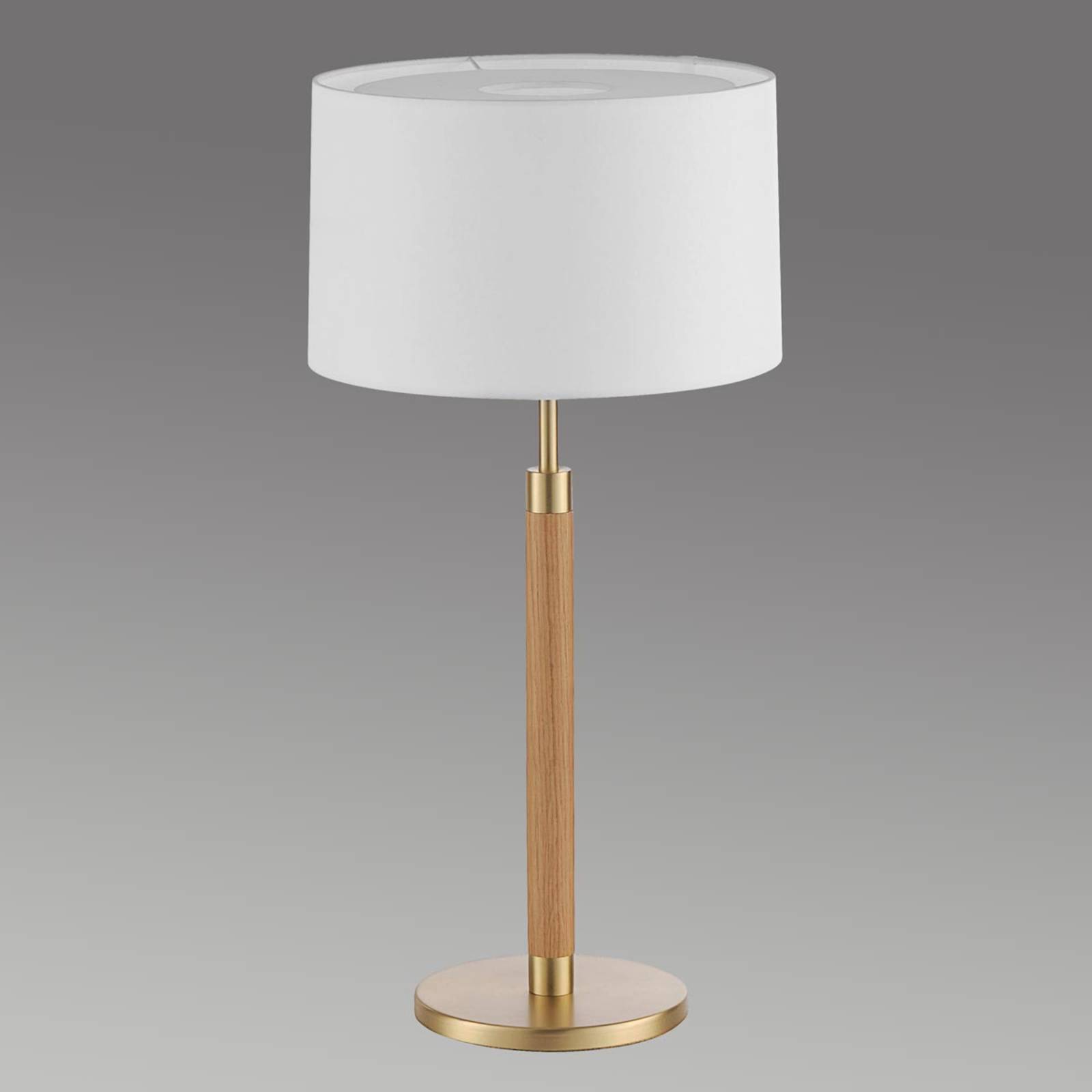 Image of Lampe à poser bois Lignum abat-jour chintz, laiton 4011868918419