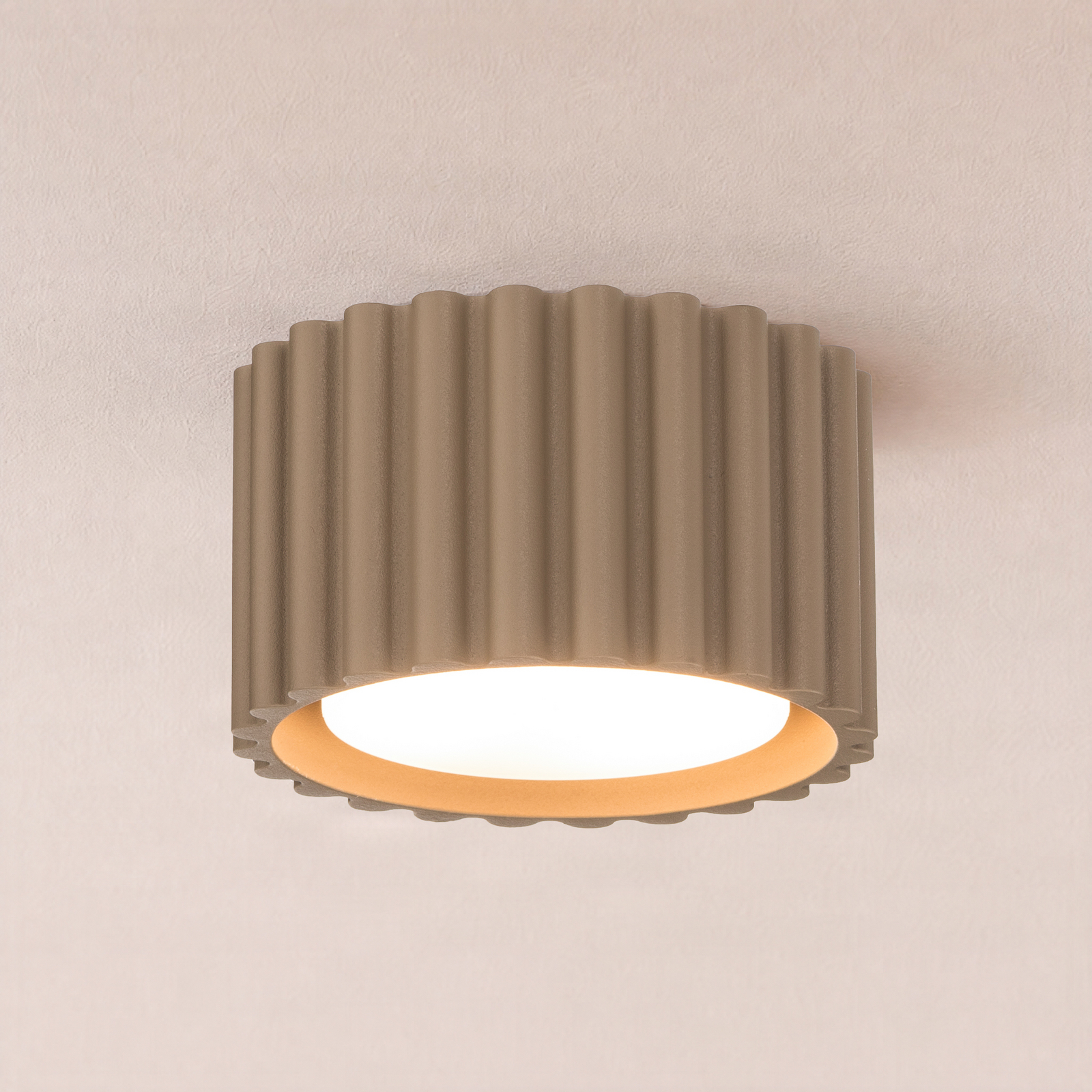 Taklampe Aura 1, taupe, 1 lyskilde, Ø 10 cm, GX53