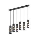 Suspension Stream, noir Longueur 100 cm 6 lampes. métal GU10