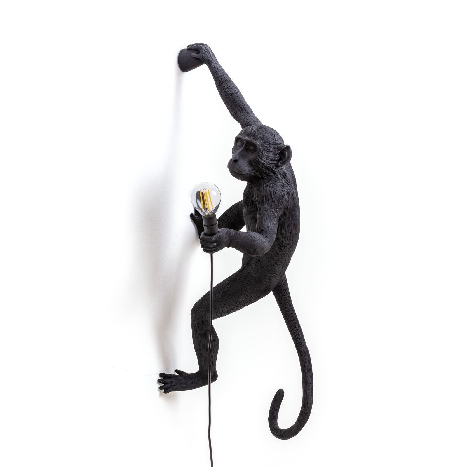 SELETTI Monkey Lamp candeeiro de parede decorativo direito preto