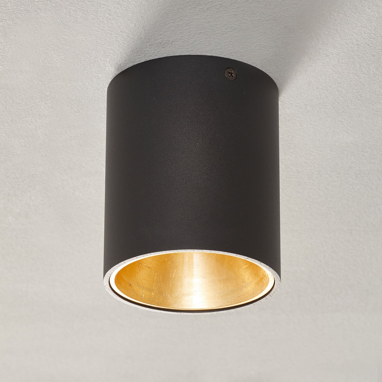 Plafonnier LED Polasso rond, noir/doré