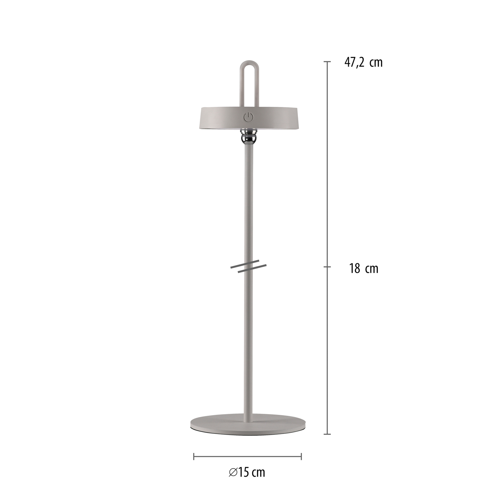 JUST LIGHT. LED-Akku-Tischleuchte Amag grau-beige Eisen IP44