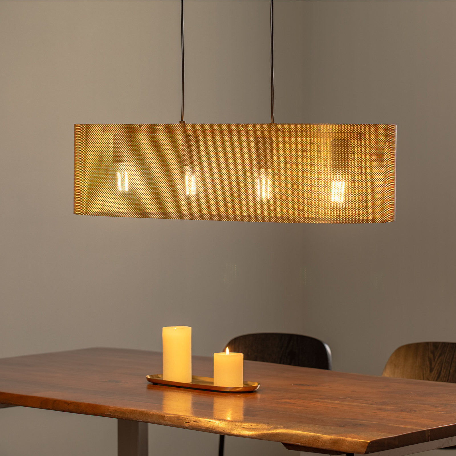 Euluna pendant light Zofia, gold-coloured, length 82 cm