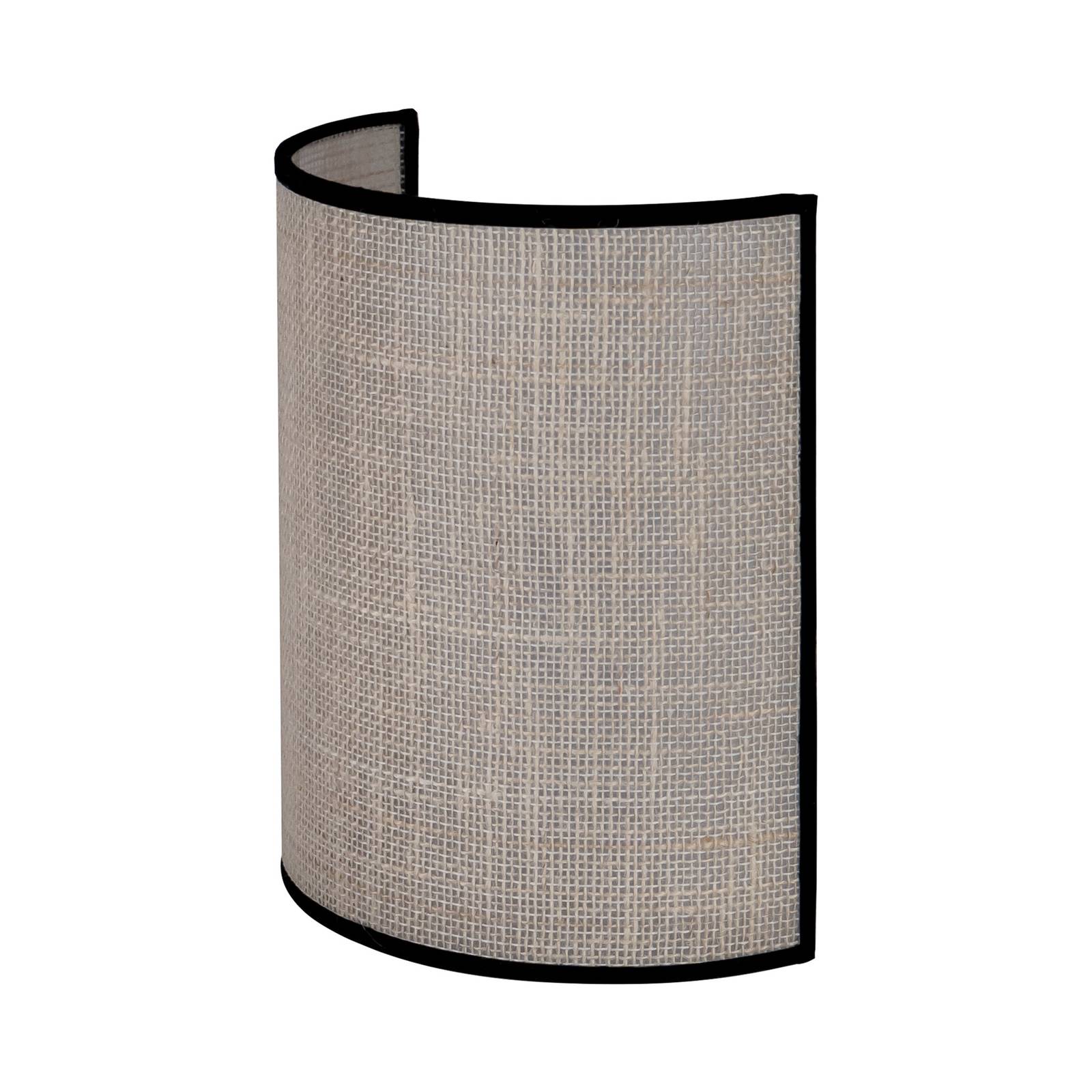 Euluna Wandleuchte Jute, weiß/schwarz, halbrund, Höhe 24 cm