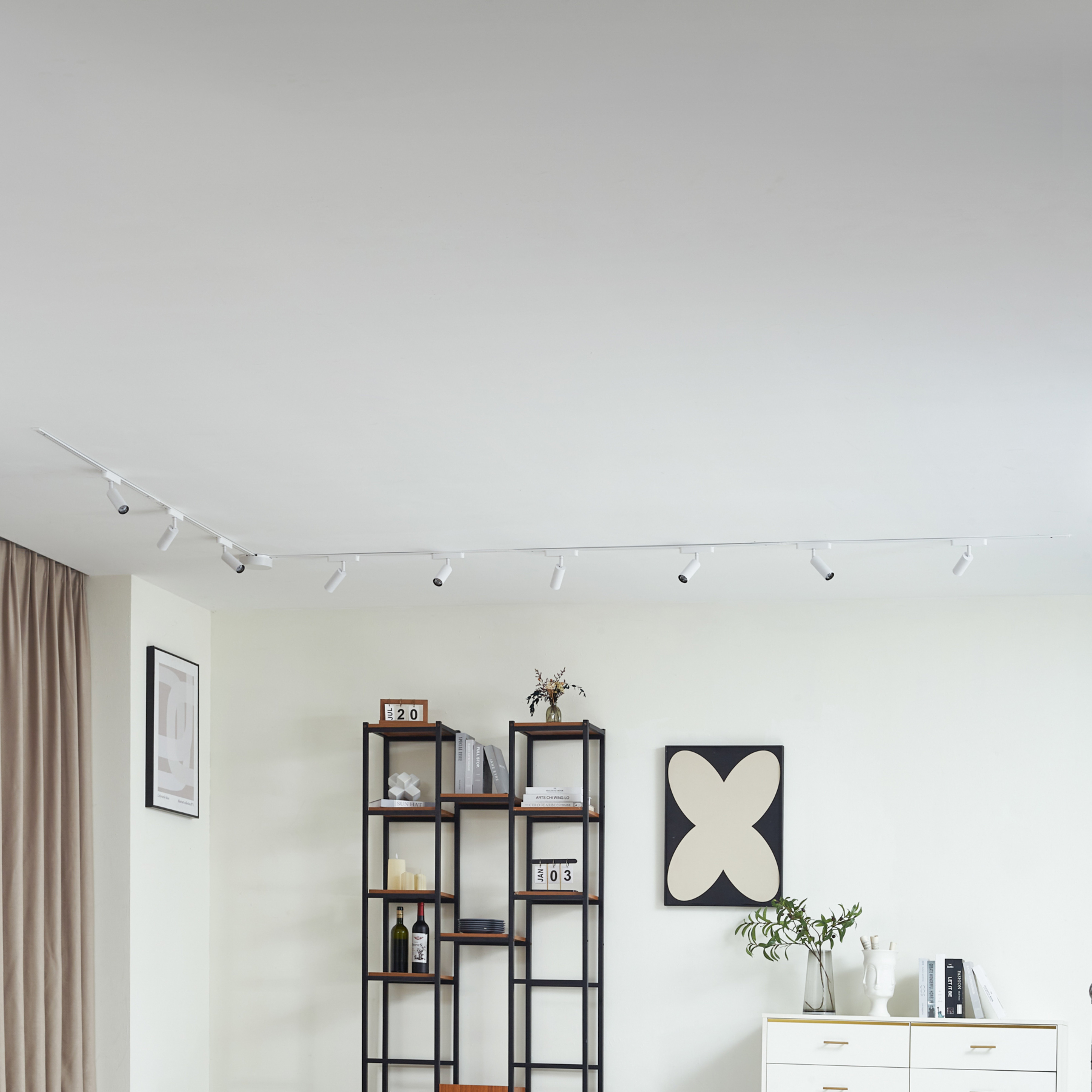 Système de lampes sur rail 48 V Lumaro, spots, à 9 lampes, blanc, Ø 4 cm, 13 cm
