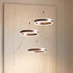 Lucande LED-hänglampa Kolo, brun, 3 lampor, dimbar