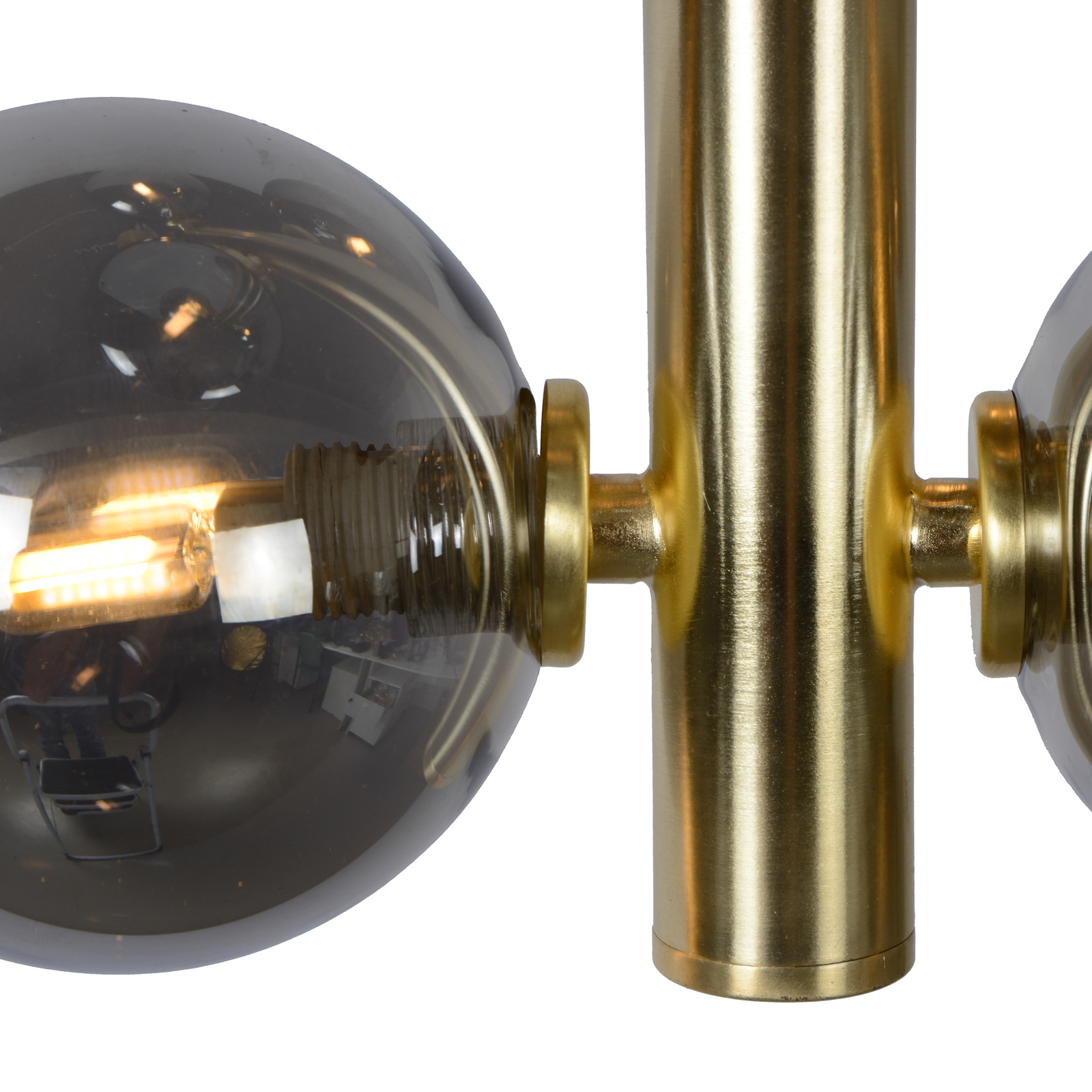 Tycho pendant light, 6-bulb, gold/smoky grey