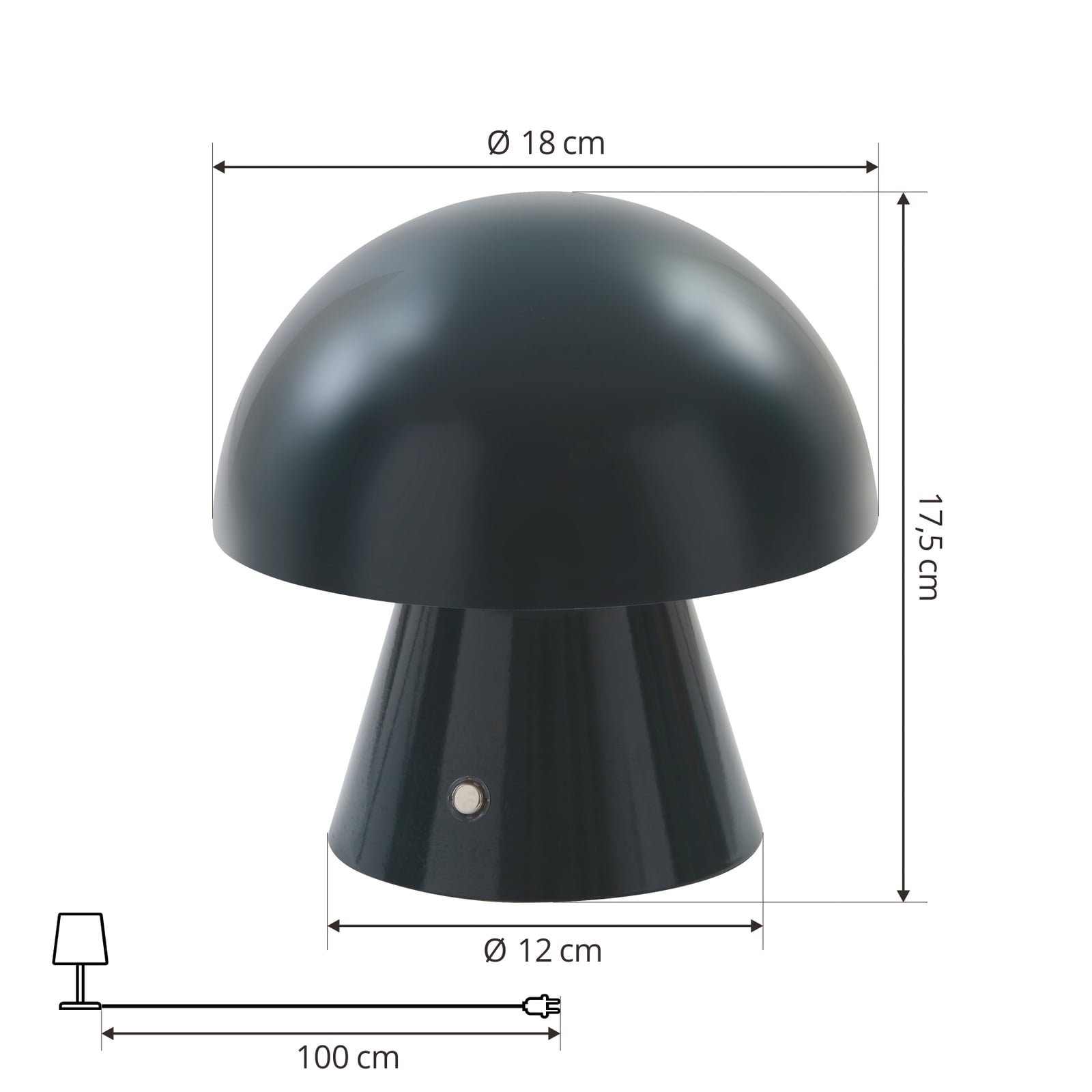 Lindby lampe de table LED rechargeable Nevijo, pétrole, Ø18cm, USB,