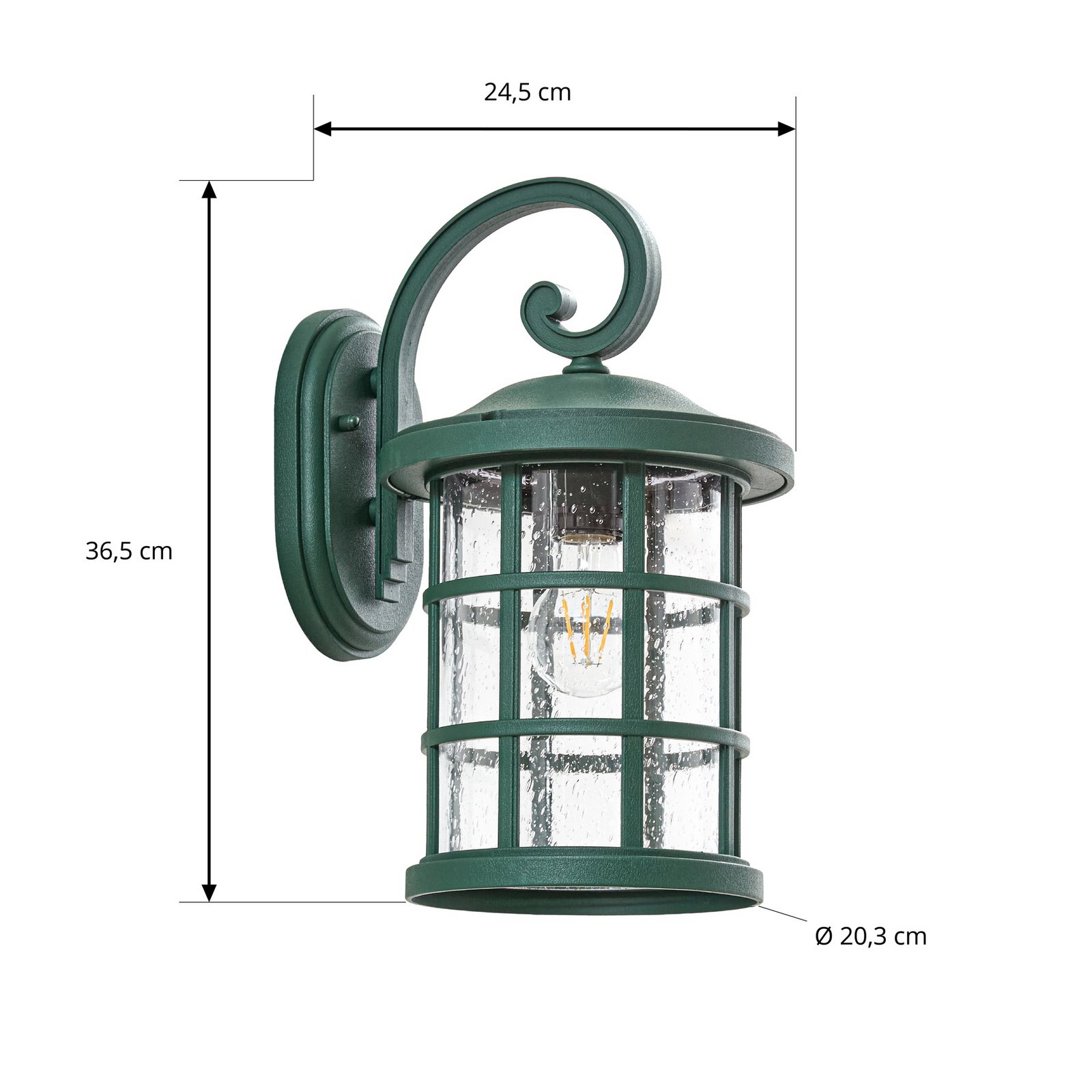 Lindby Außenwandlampe Ankea, grün, Höhe 37 cm, IP23, E27