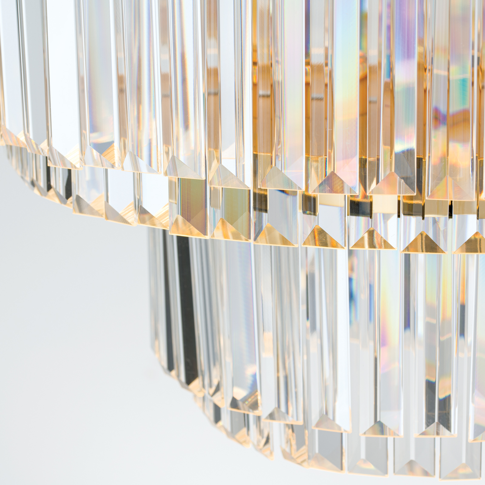 LED-Pendelleuchte Prism, rund, Ø 55 cm, gold