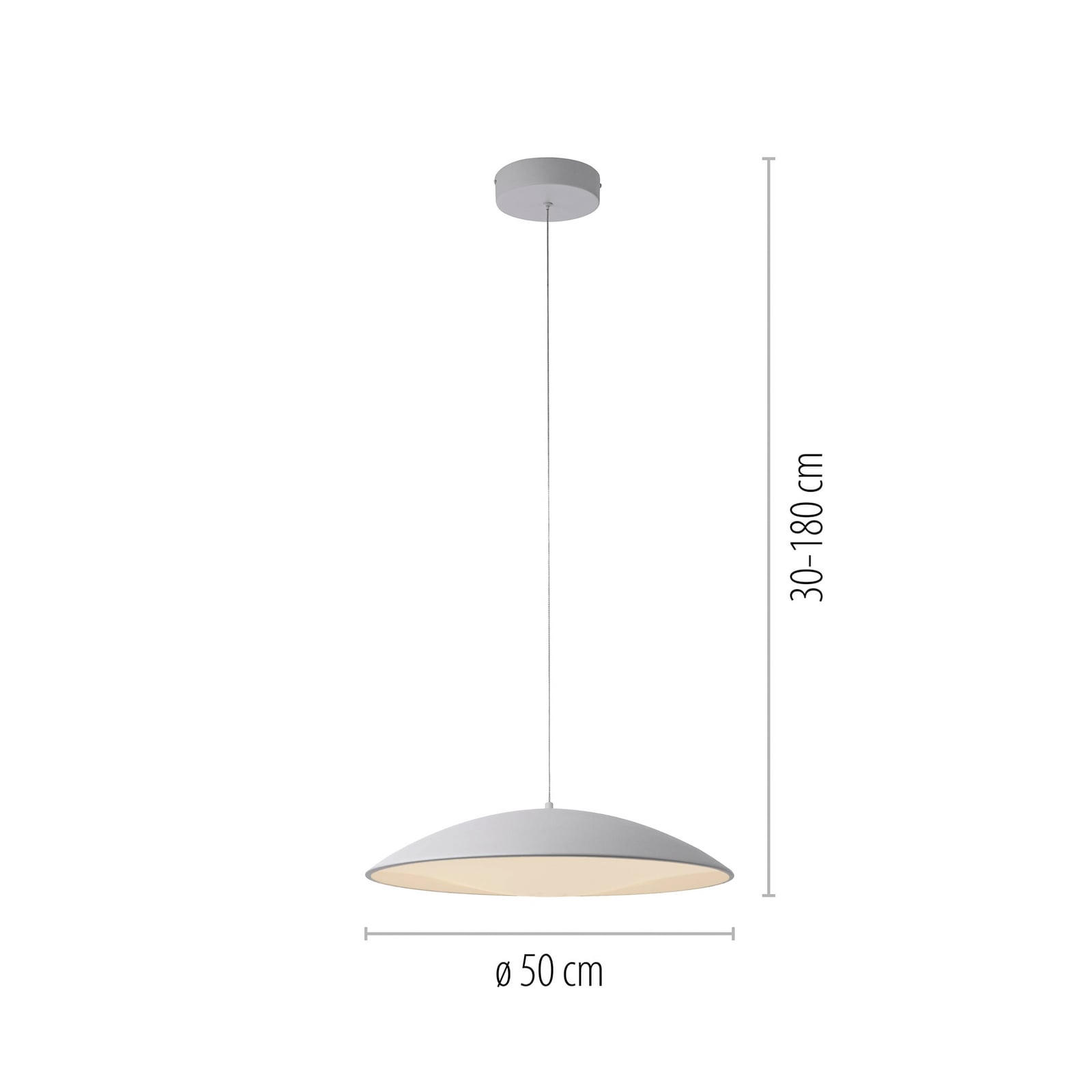 LED viseća svjetiljka LENTE, bijela, Ø 50 cm, metal, s prigušivačem