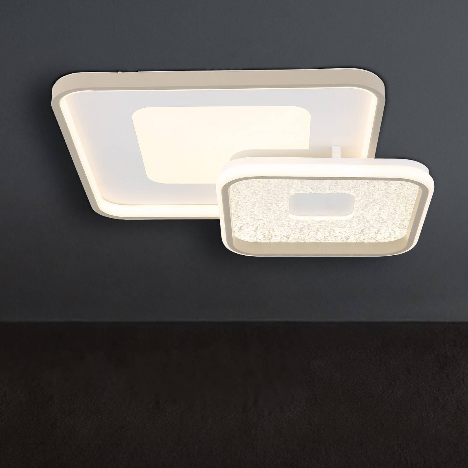 Lampa sufitowa LED Mosaiko, długość 50 cm, biała/piaskowa metalowa