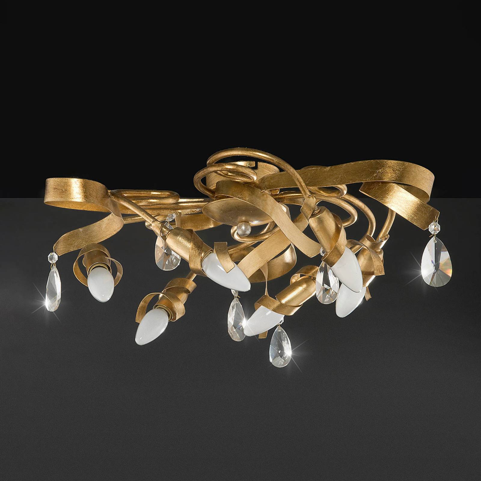 22/6 PL ceiling light, goldcoloured, 6bulb Lights.co.uk