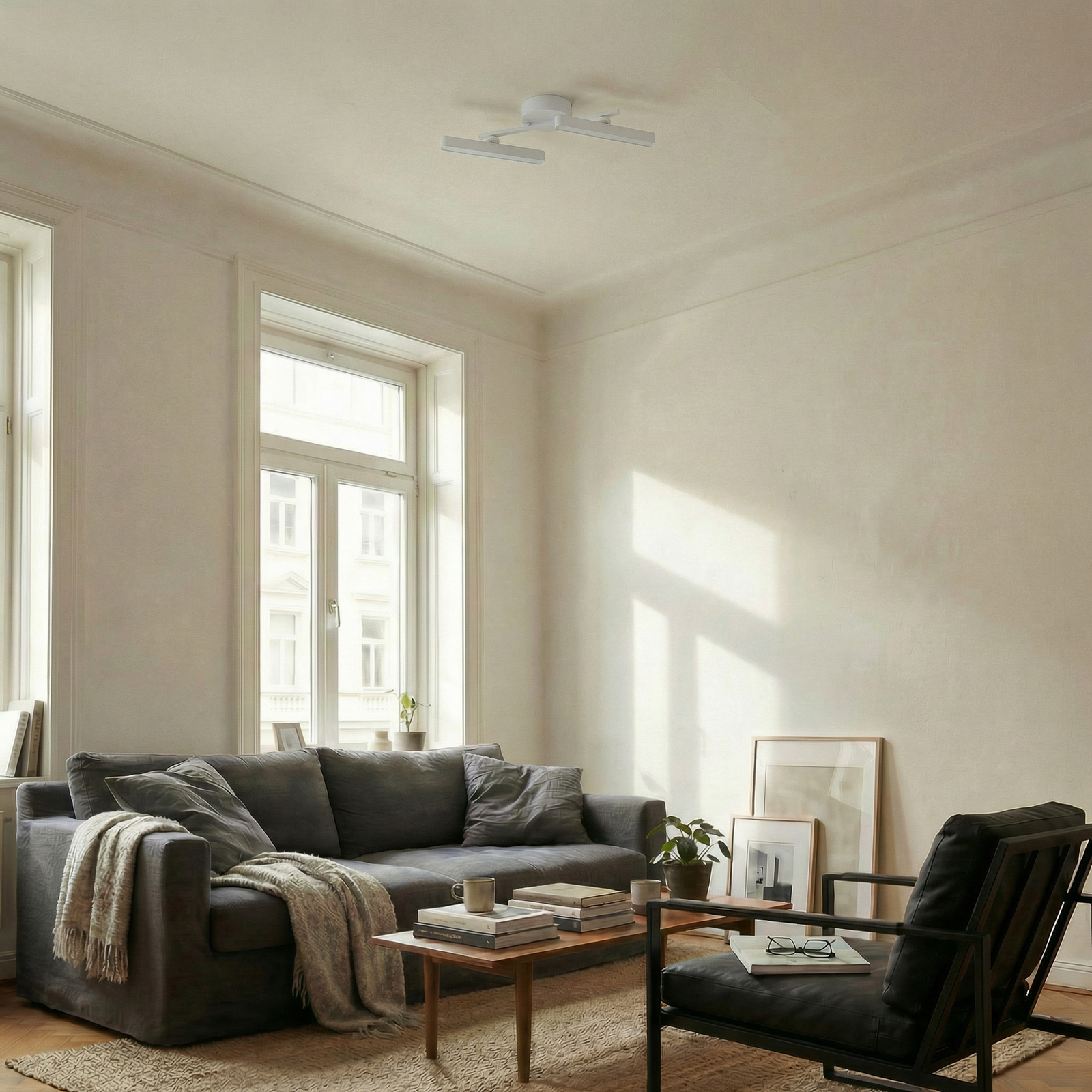 Lindby LED reflektor Eldrin, fehér, 2-lámpás, fénycsík, fényszalag