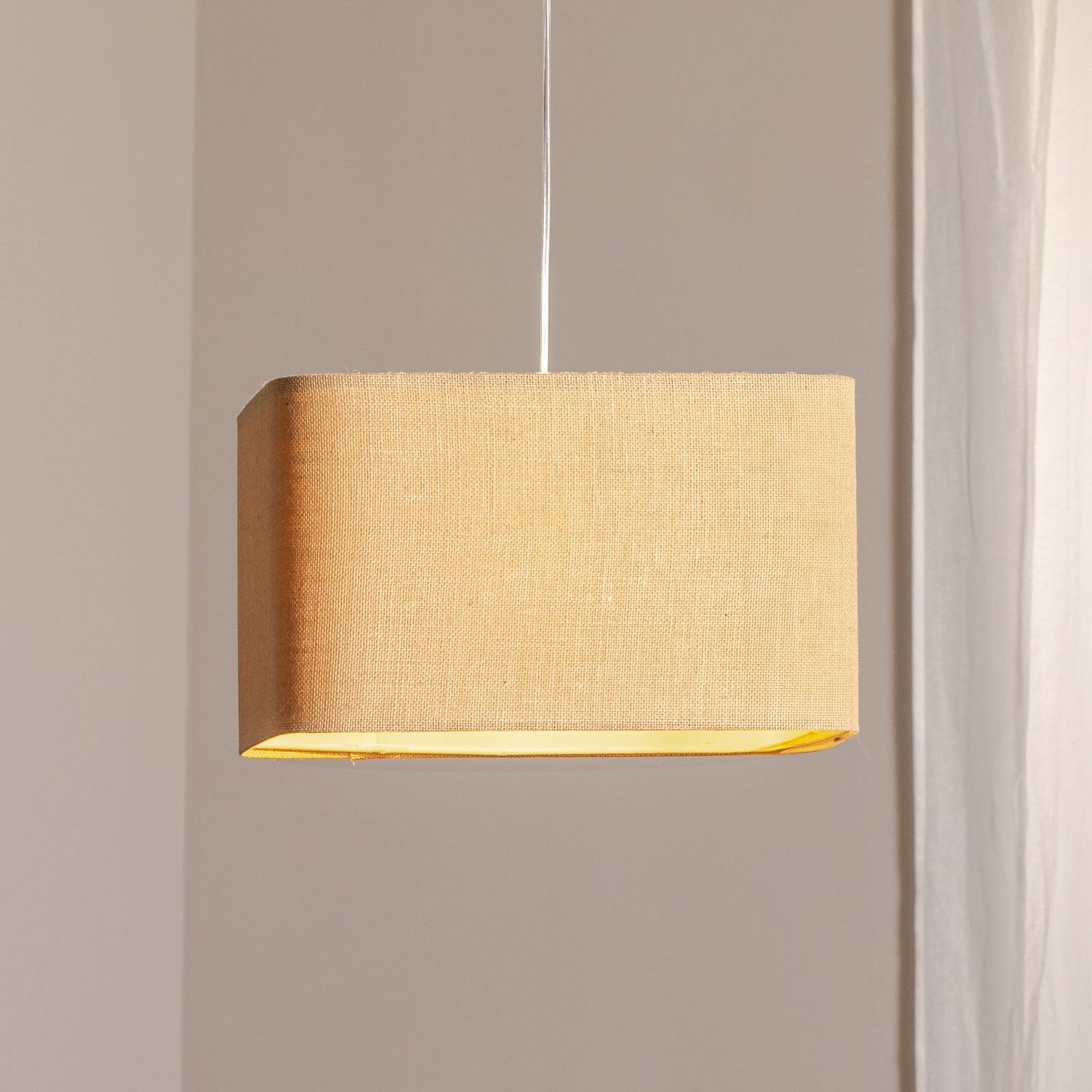 Hängeleuchte Kwadro, beige, 40 x 40 cm, Jutestoff günstig online kaufen