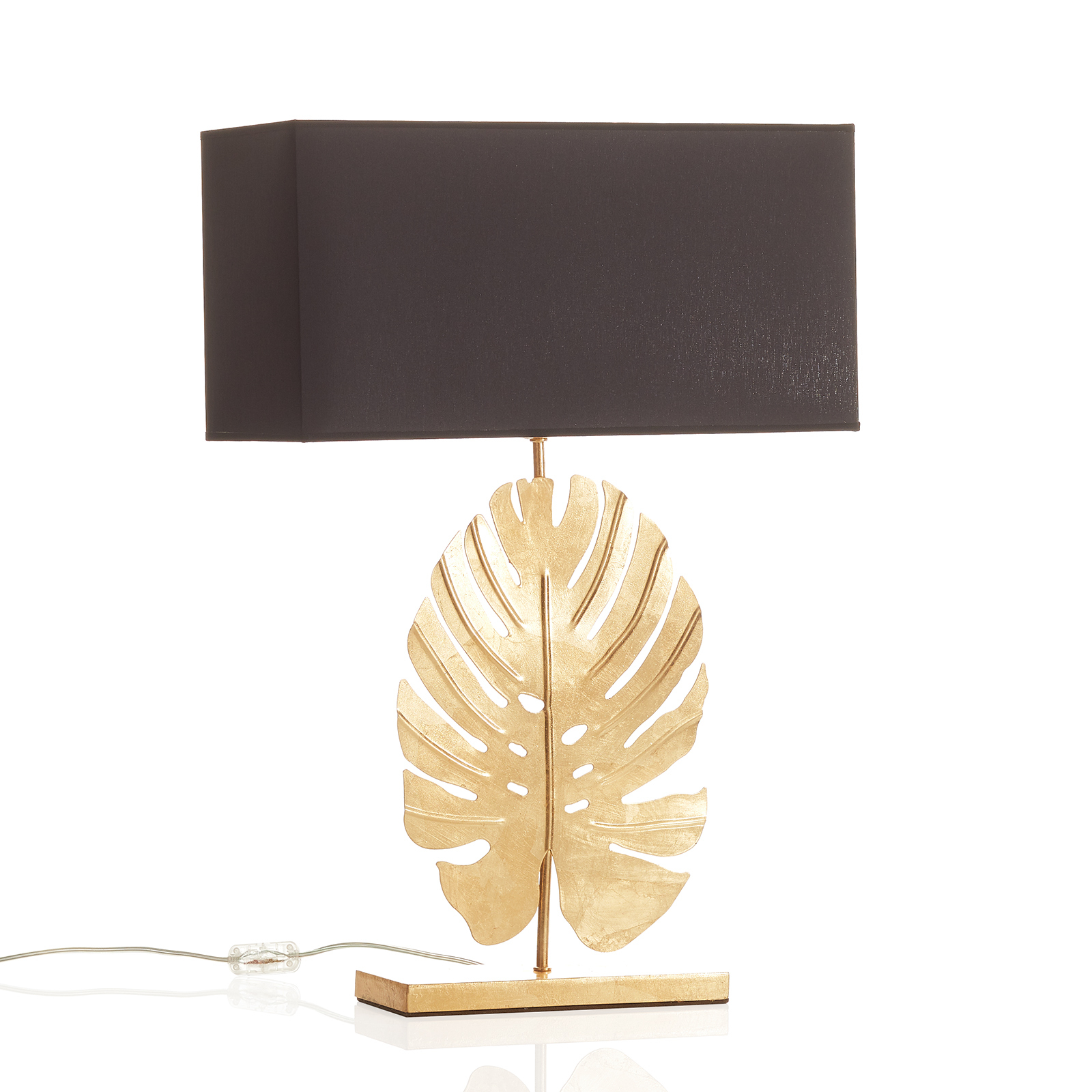Ferro Luce Lizia golden black table light, for Living / Dining Room, iron, fabric, E27, 60 W, energy efficiency: A++, L: 50 cm, W: 20 cm, H: 66 cm