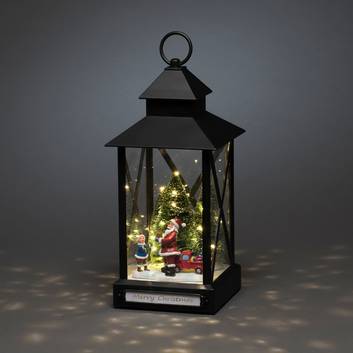 Lanterna LED Babbo Natale nero IP44 32cm