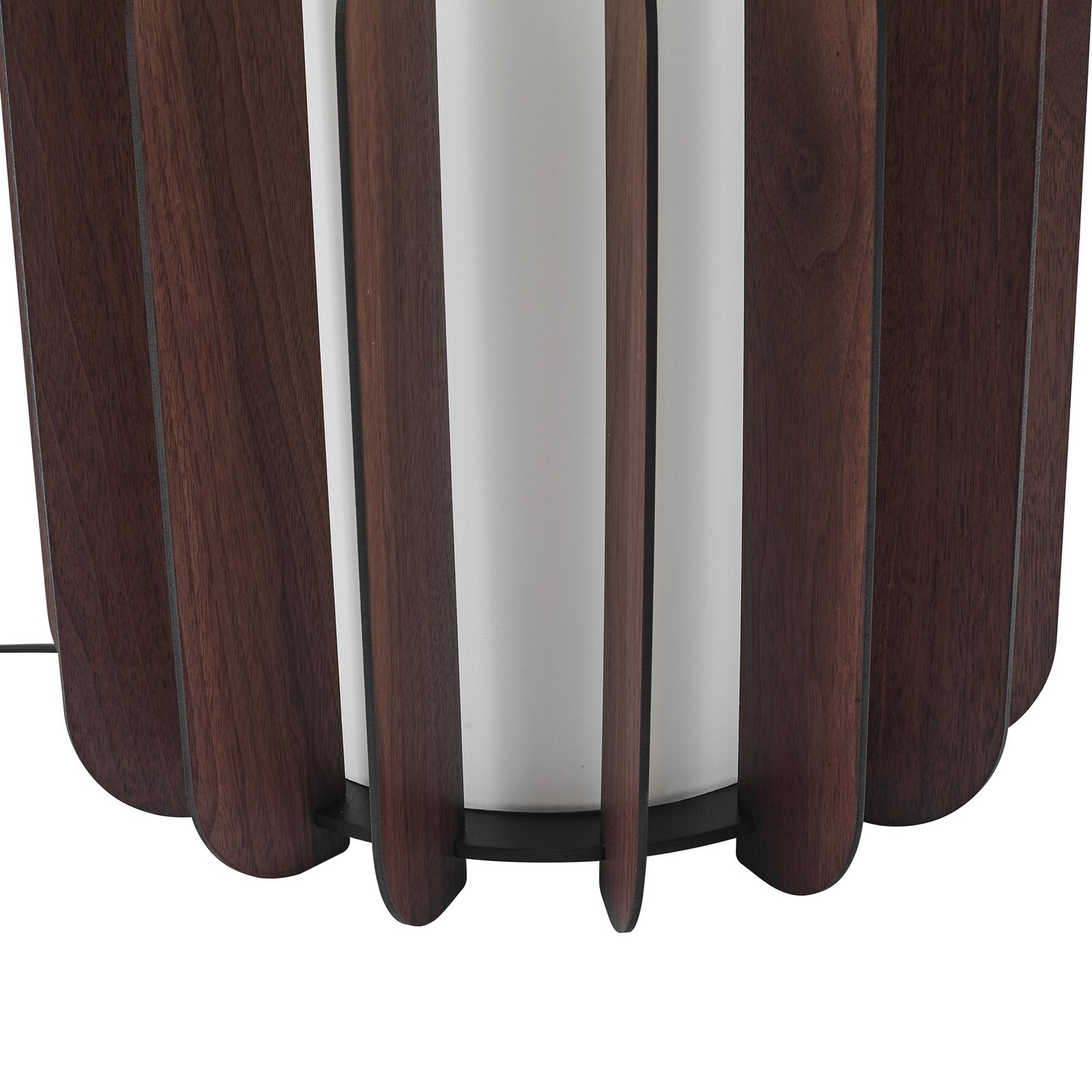 Lucande Stehleuchte Juneta, 75 cm, braun, Holz, Textil