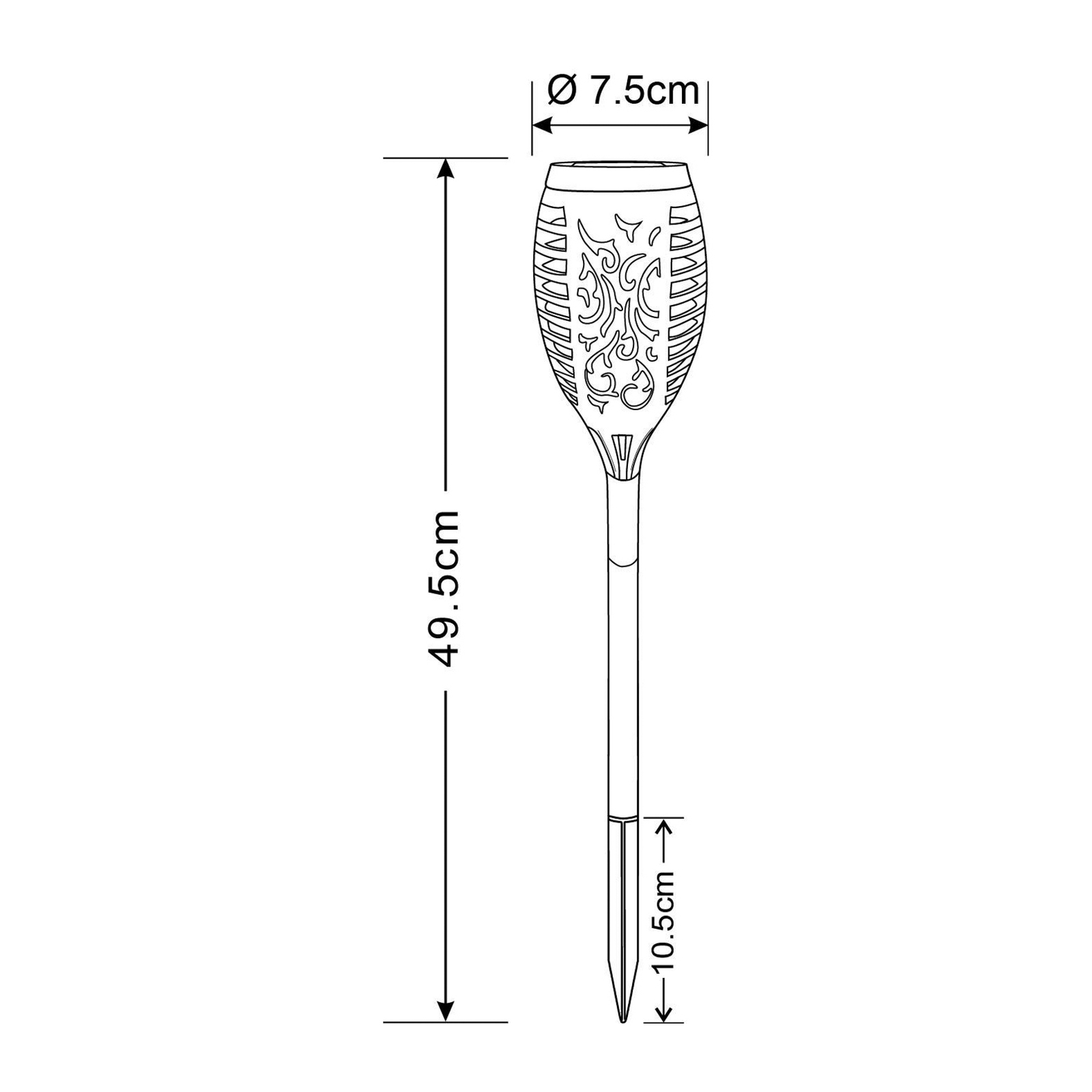 LED-lampe med jordspyd 33536-3, fakkel, svart, sett med 3 stk