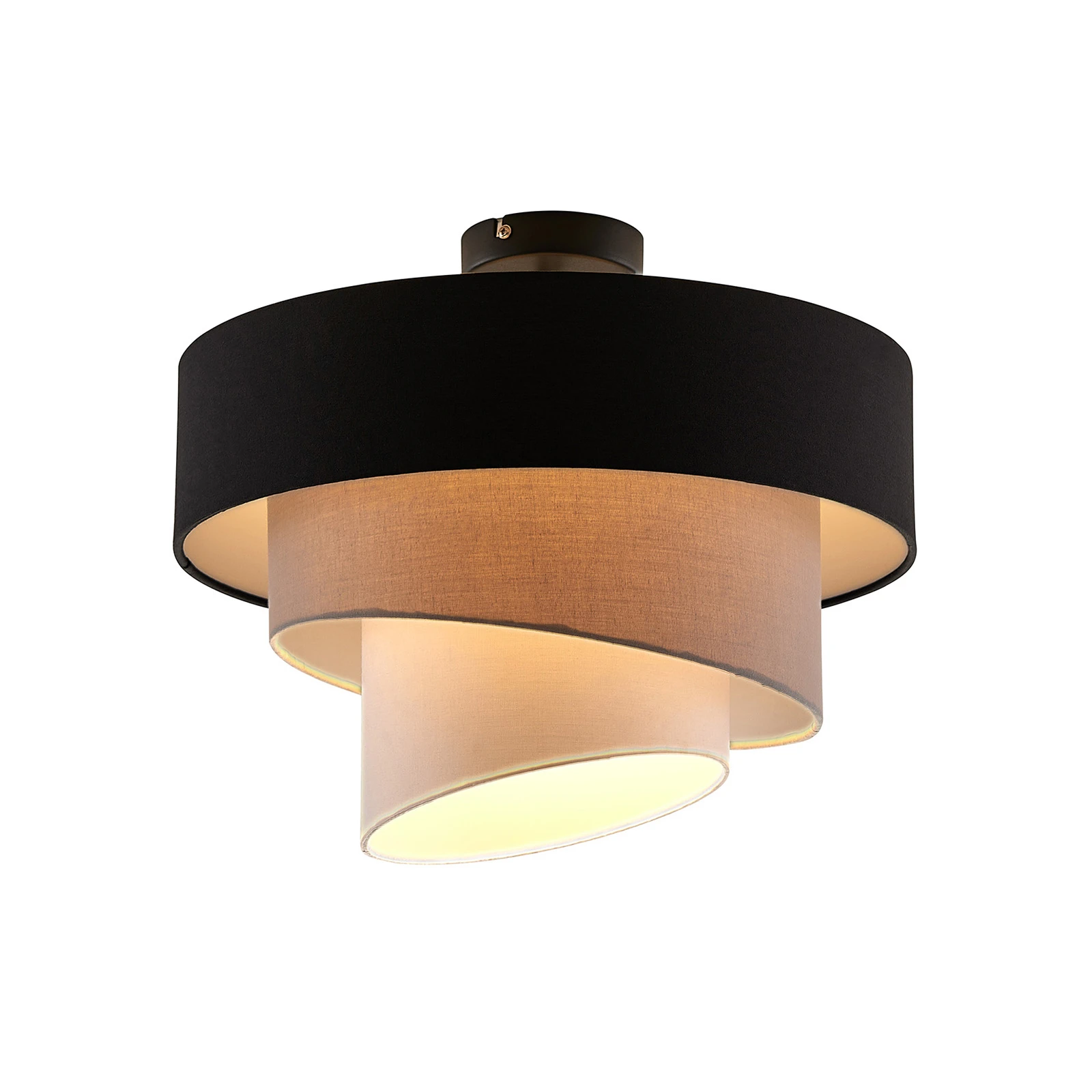 Lindby taklampa Coria, svart/grå/vit, Ø 40 cm, E27