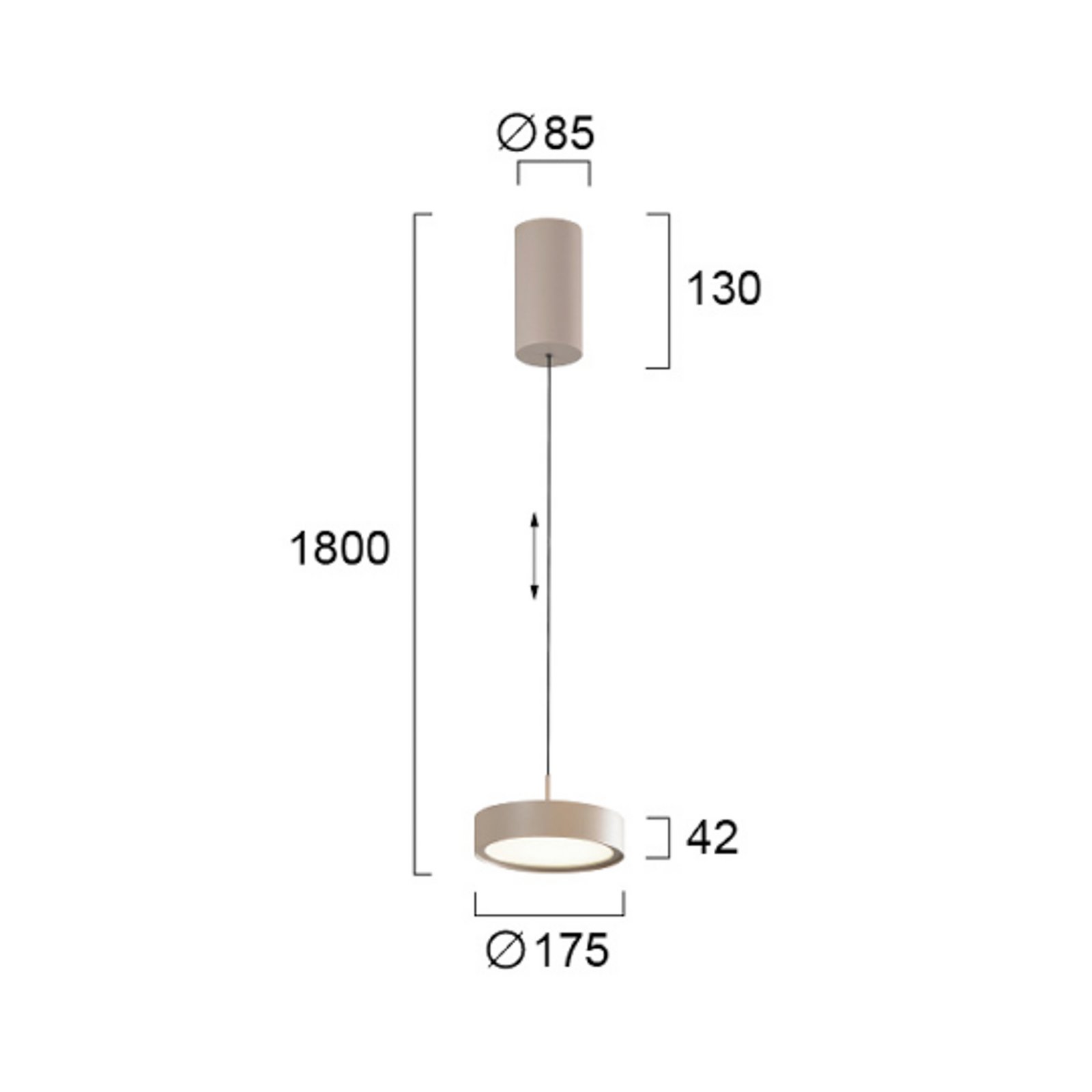LED hanglamp Denver, Ø 17 cm, beige, metaal LED hanglamp Denver, Ø 17 cm, beige, metaal