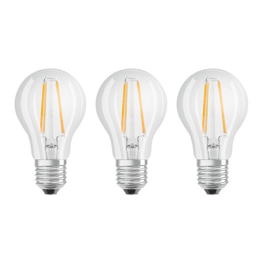 OSRAM LED-Lampe E27 Classic Fil. 840 6,5W klar 3er