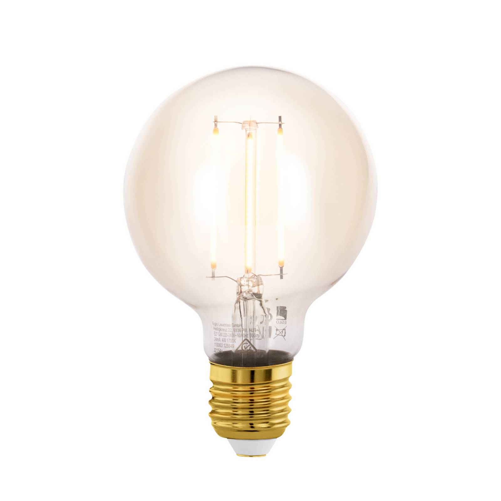 LED-Globe E27 G80 4W Filament 1.700K amber dimmbar