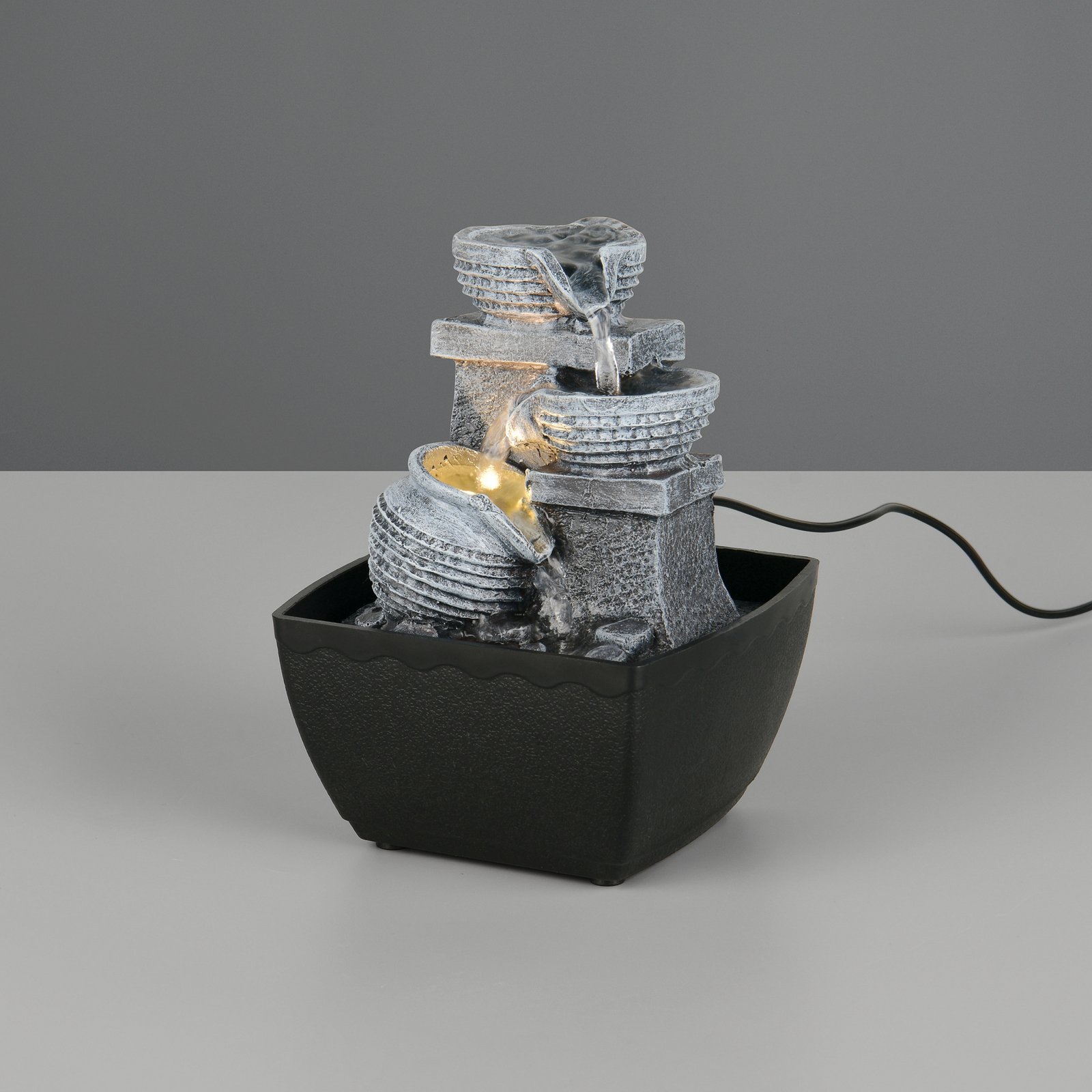 LED asztali világítás Luma, barna, magasság 18 cm, műgyanta, USB