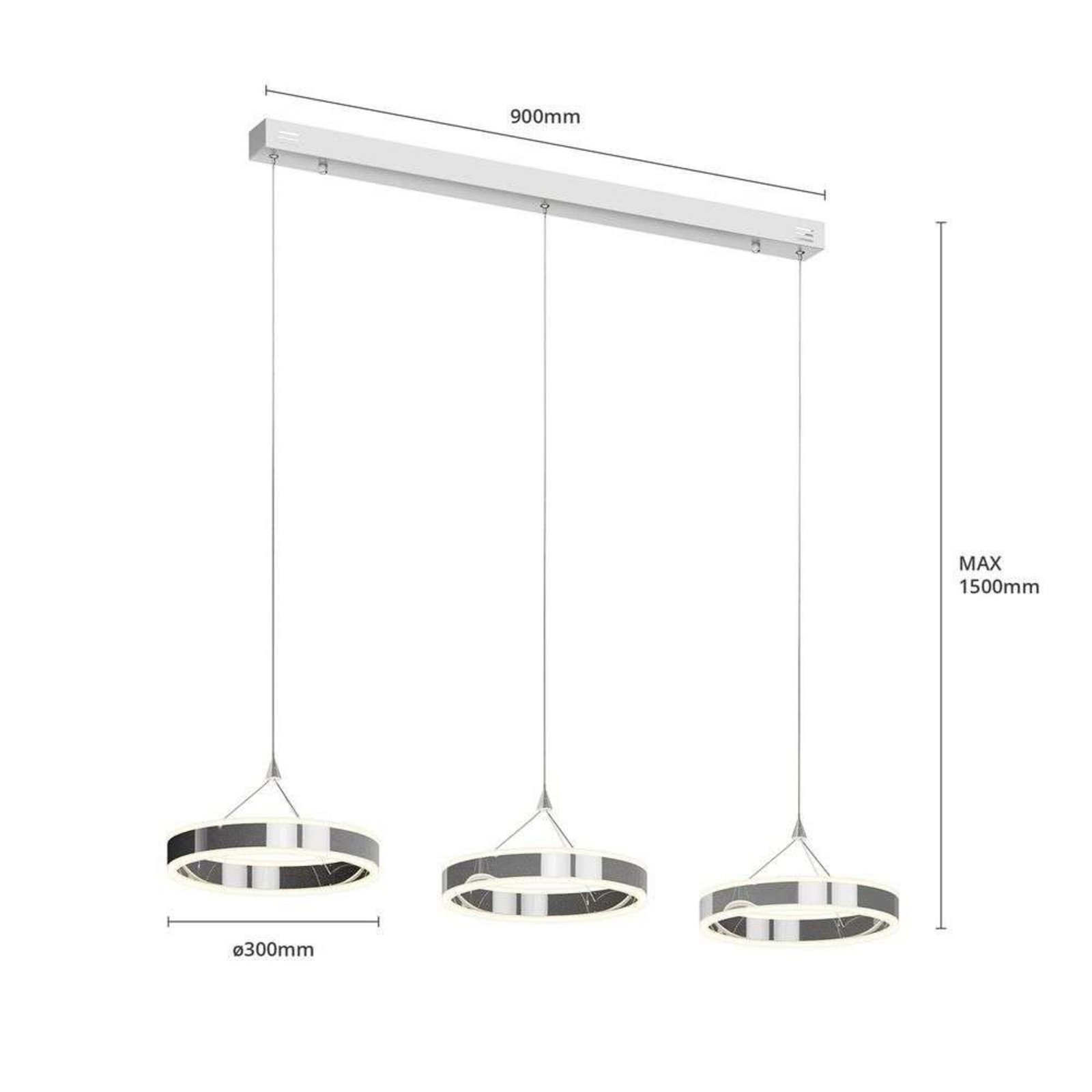 Lyani Lustră Pendul L115 Chrome/White - Lucande