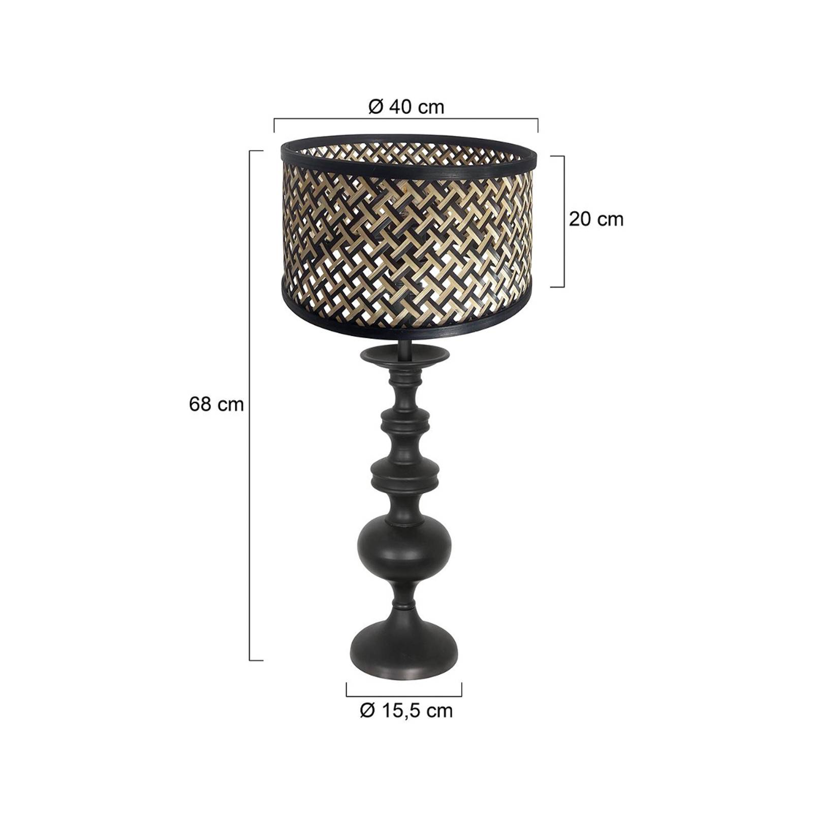 Steinhauer lyons 3749zw asztali lámpa, fekete/természetes fonott anyagból készült