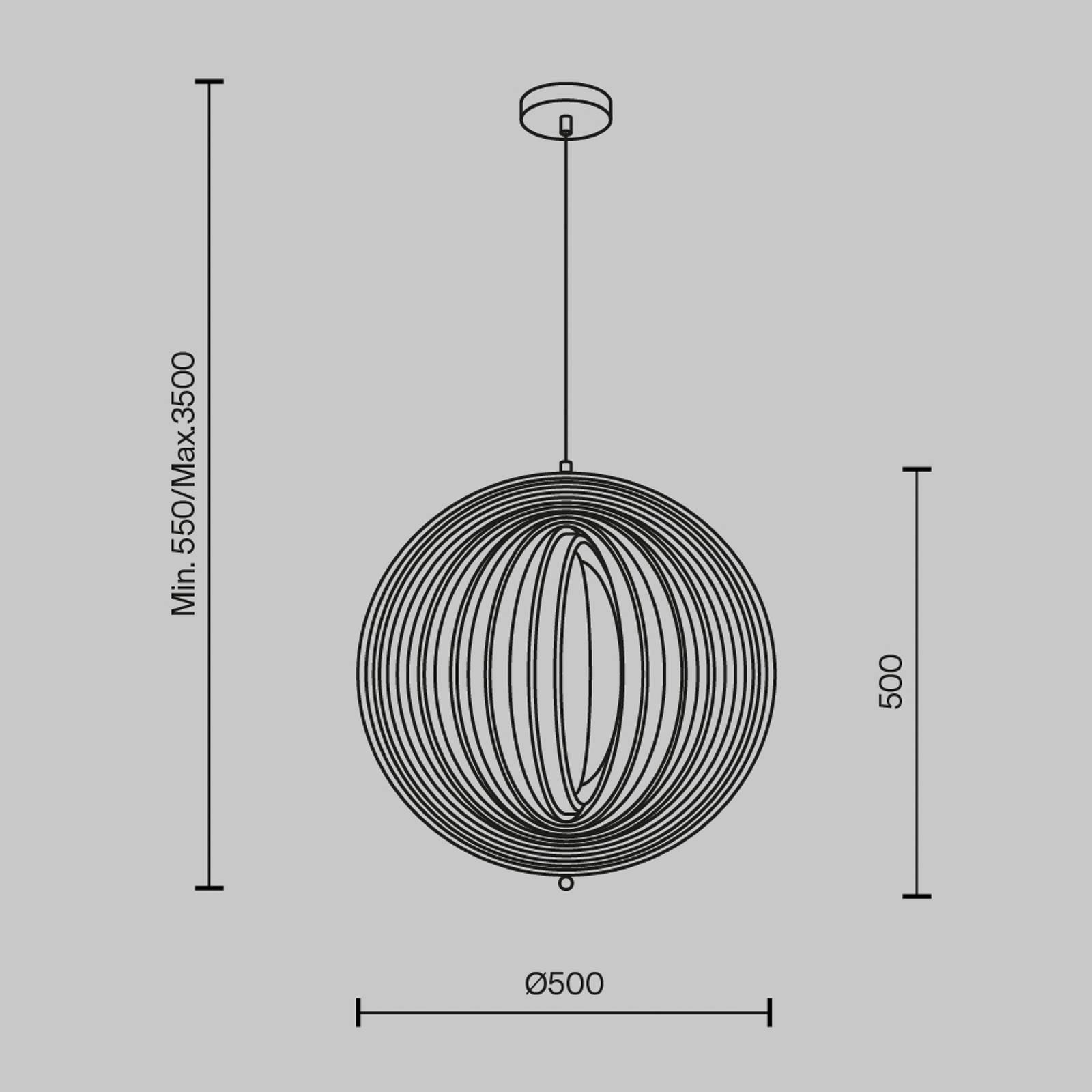 Lampa wisząca Maytoni Roots, kształt kulisty, Ø 50 cm, drewno/czarny