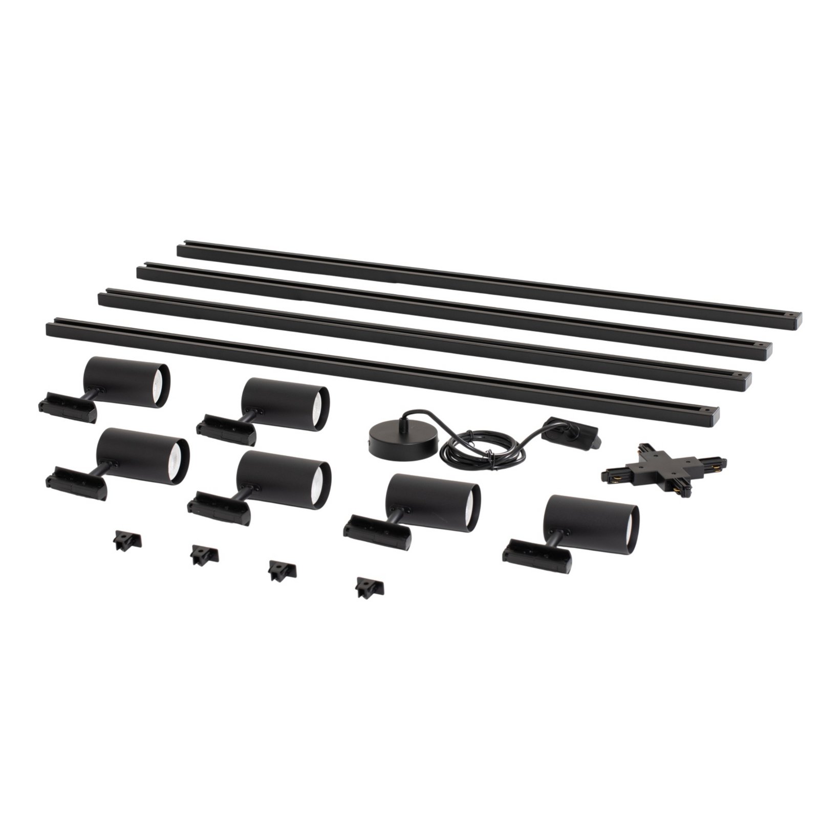 Sistem de șine Lindby Linaro, GU10, 6 becuri, negru, formă X