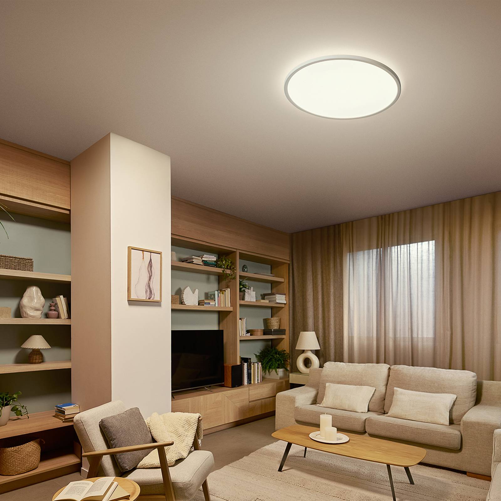 Plafonnier LED Philips Superslim, blanc, CCT, à intensité variable