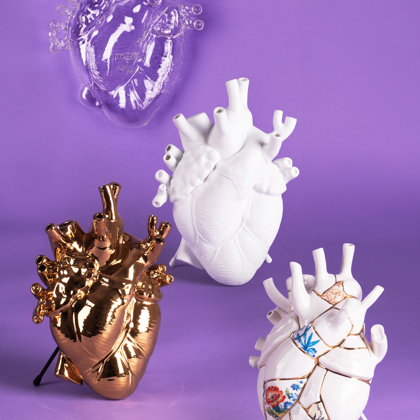 Love In Bloom Kintsugi Porcelain Heart Vase - Seletti