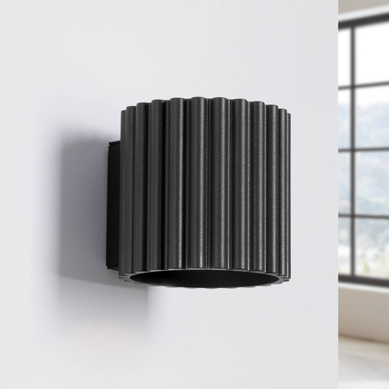 Wandleuchte RIBLA, schwarz, Ø 10 cm, Metall, G9 günstig online kaufen