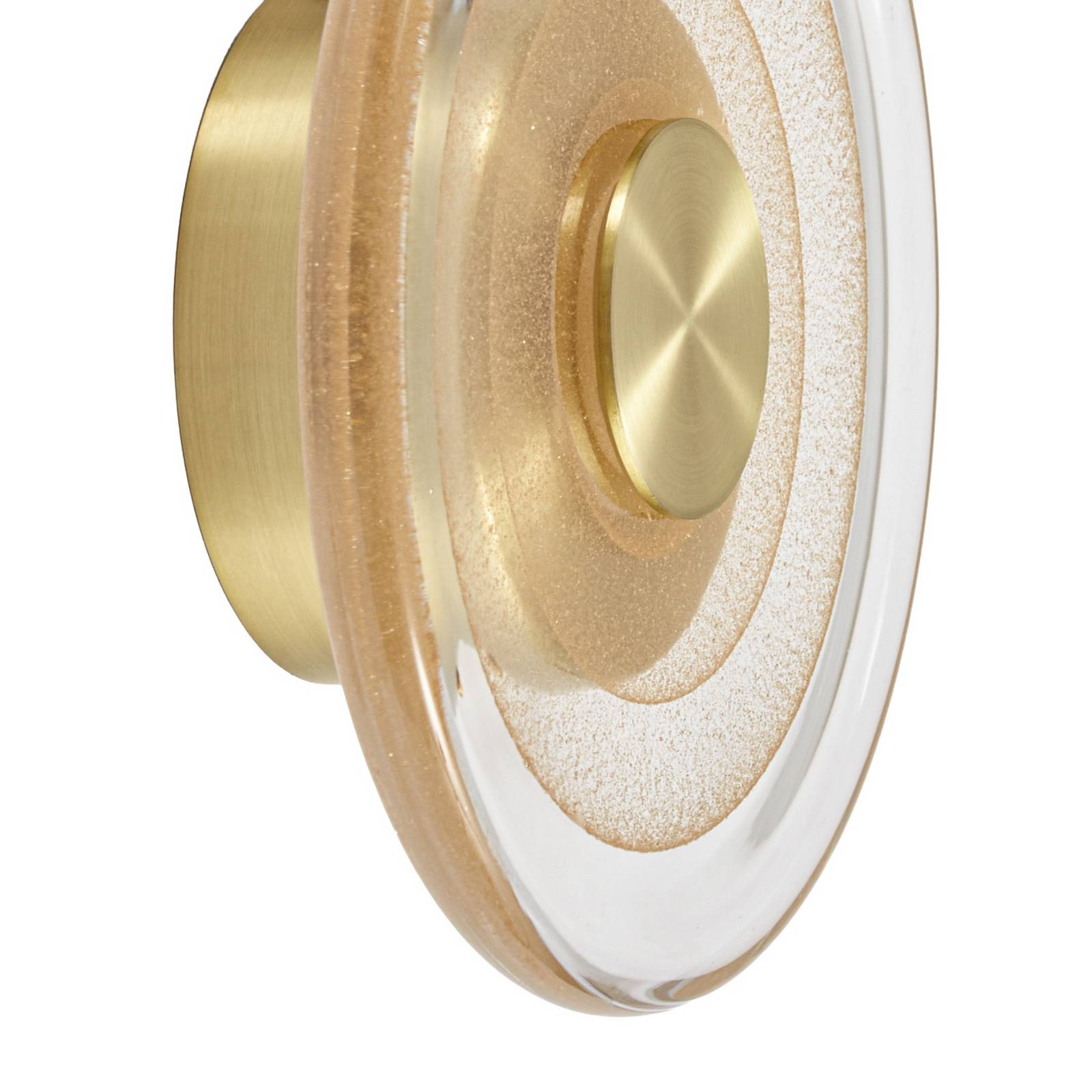 Kinkiet LED Lucande Sepian, złoty połysk, szkło, Ø 20 cm