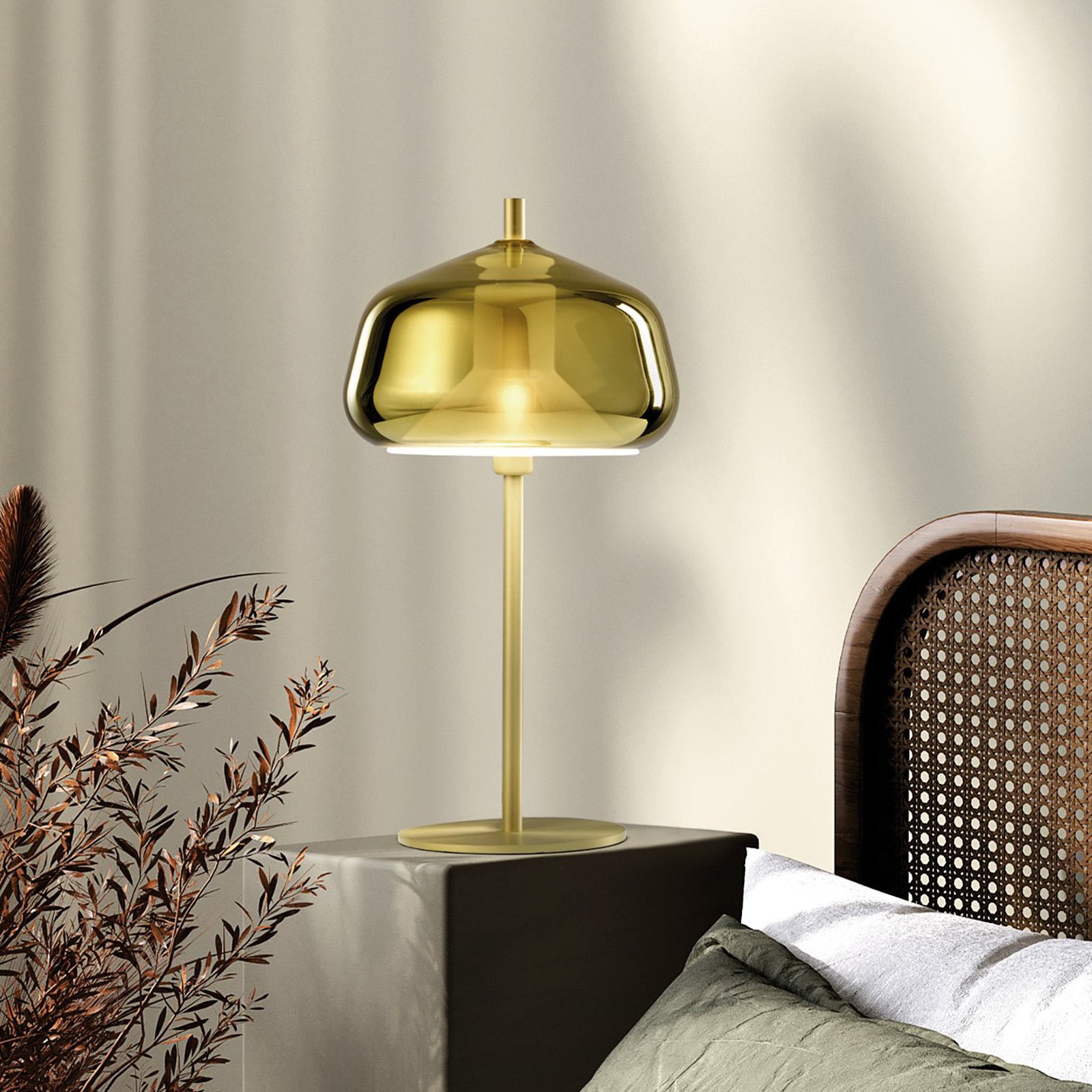 X-Ray table lamp, gold-coloured, height 34 cm, glass