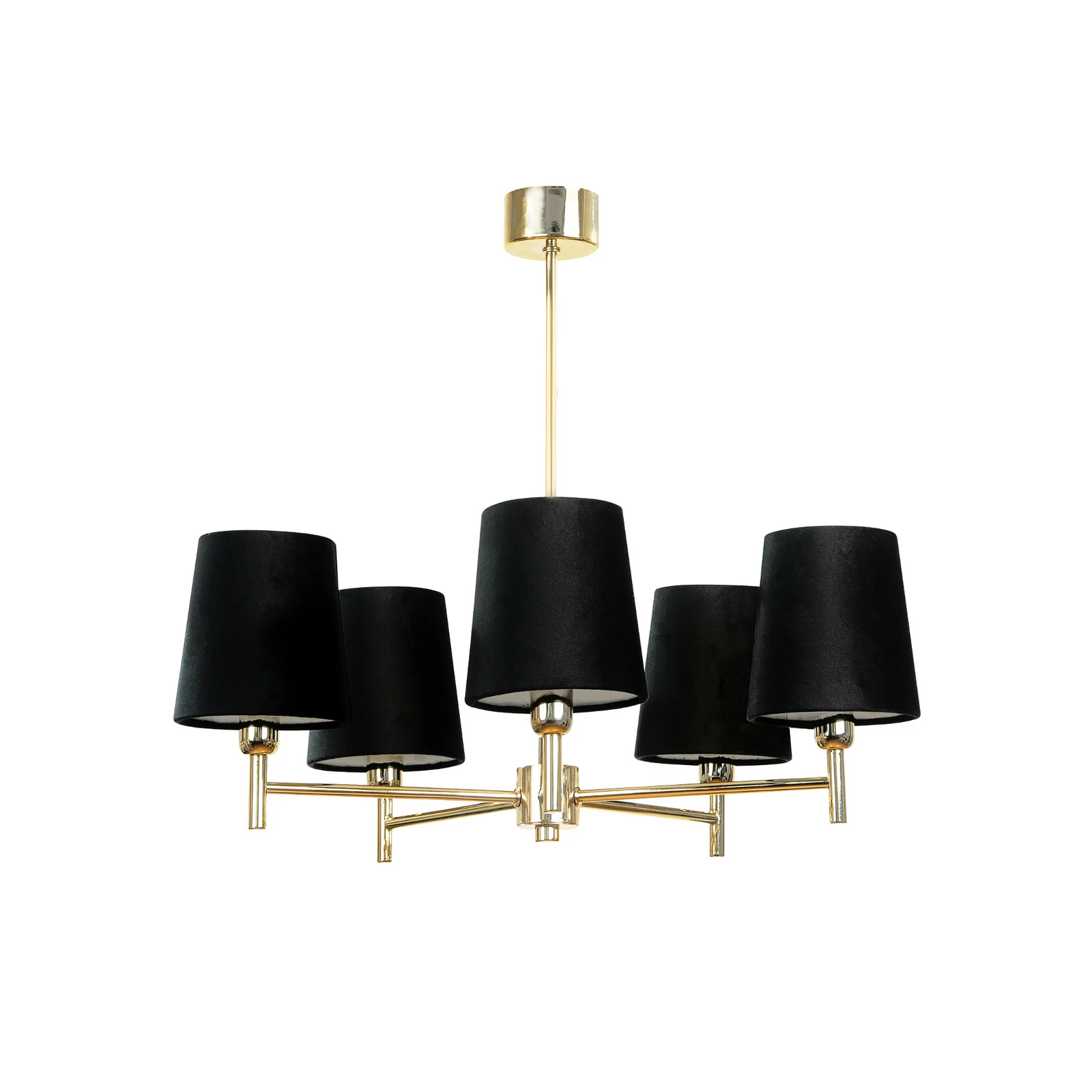 Euluna Nita chandelier, black/gold, 5-bulb
