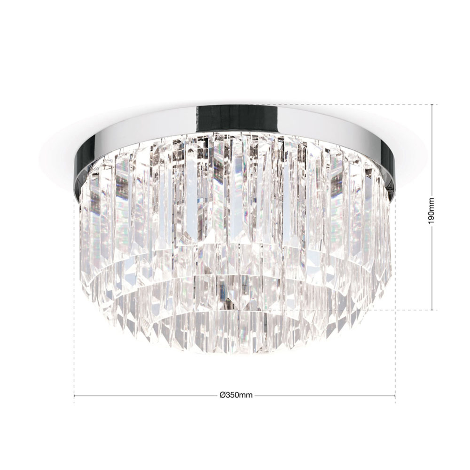 Plafonnier LED Prism chromé, Ø 35 cm