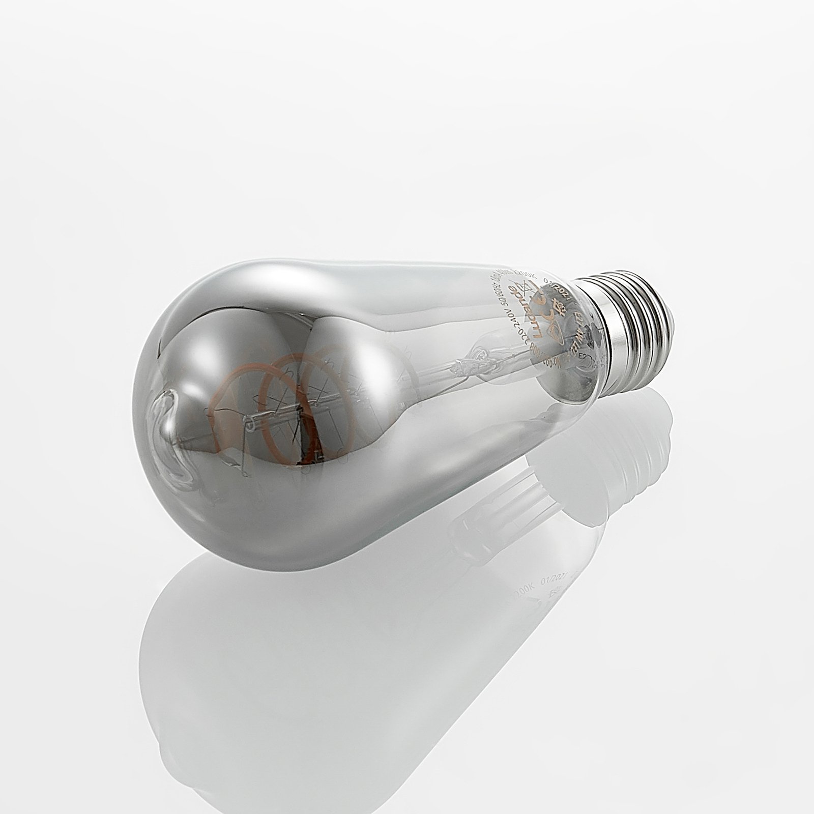 Lucande LED-Lampe E27 ST64 4W 1.800K dimmbar titan