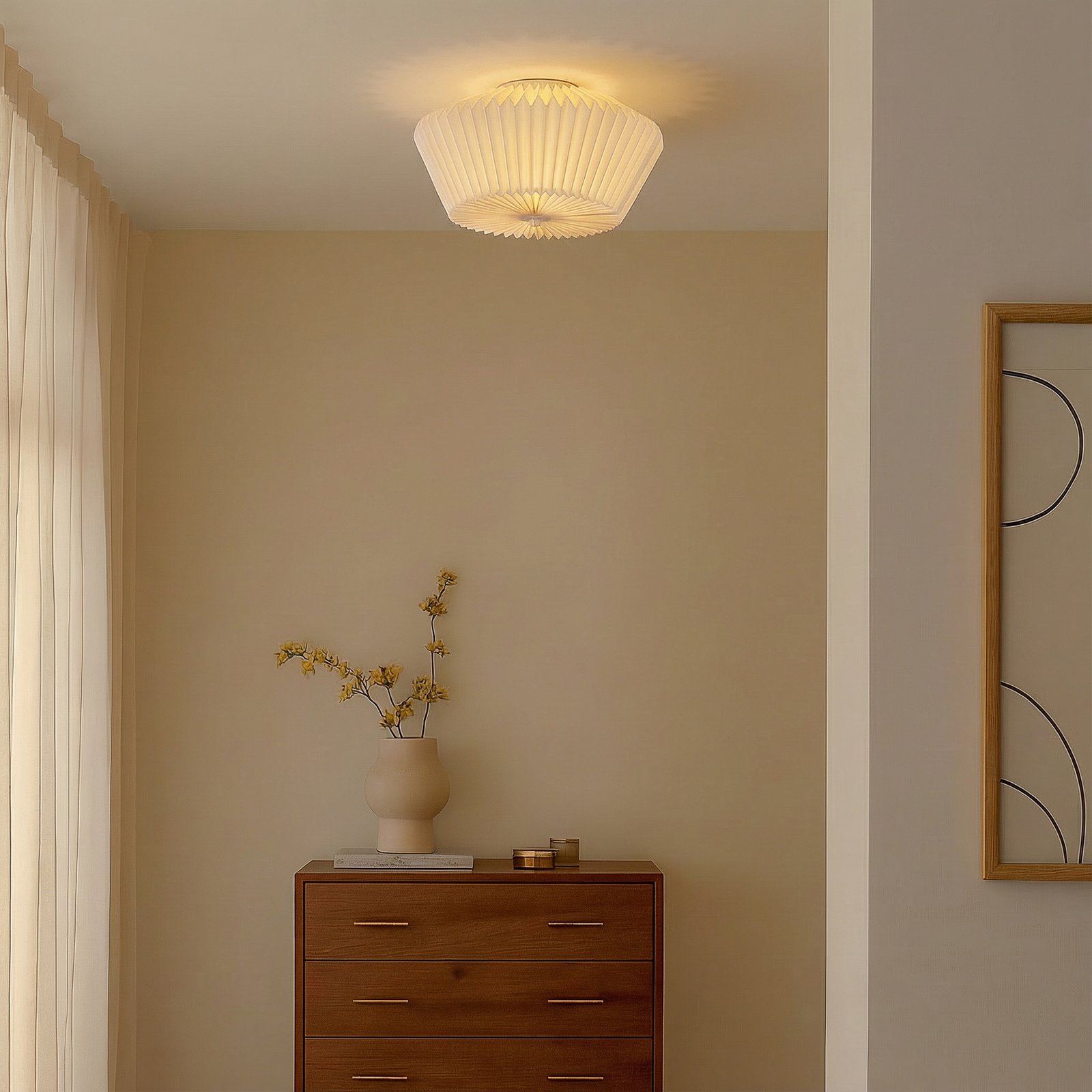 Lindby Magali ceiling light, white, paper, Ø 45 cm, E27