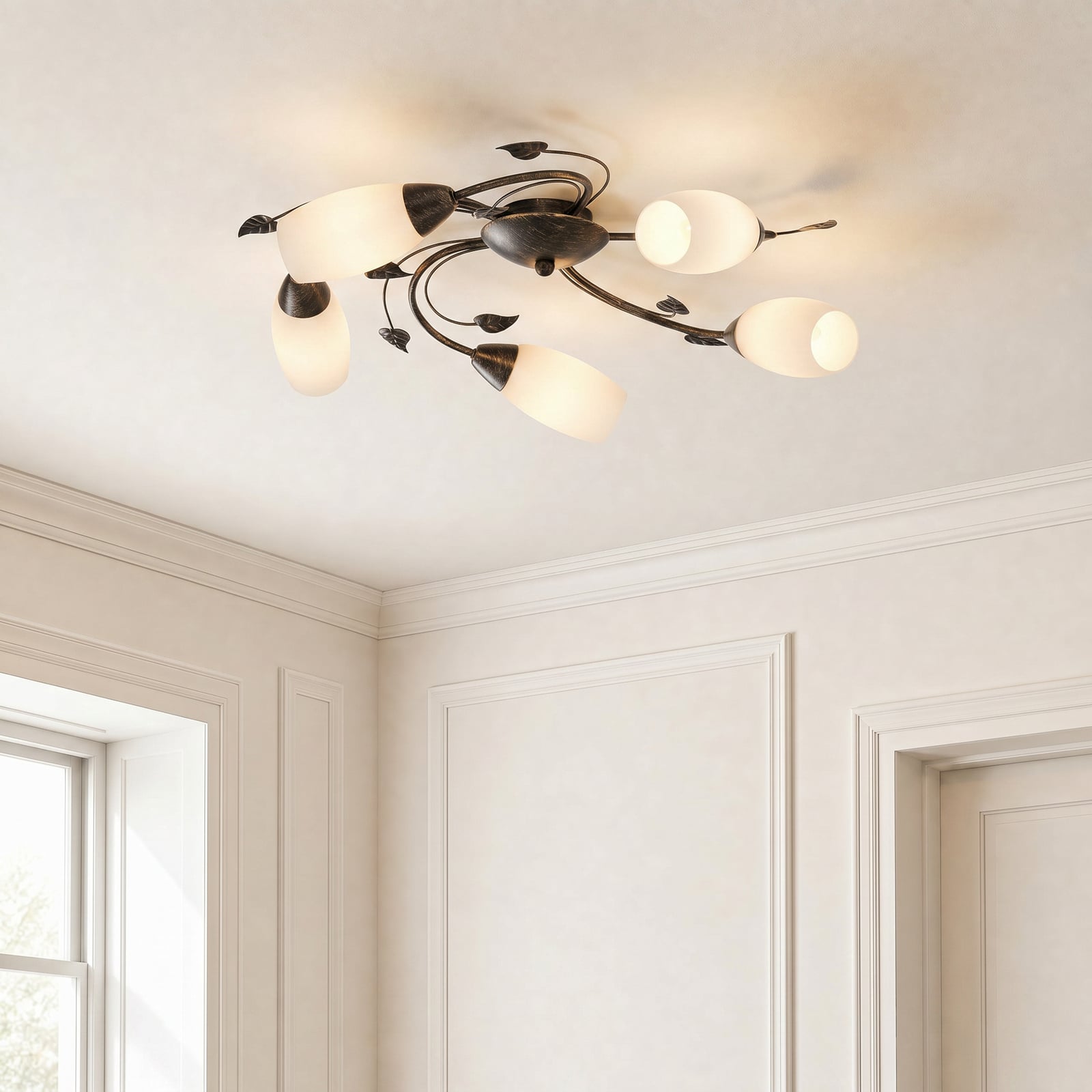 Lindby ceiling light Stefania, 5-bulb, black/gold, Ø58cm Lindby ceiling light Stefania, 5-bulb, black/gold, Ø58cm