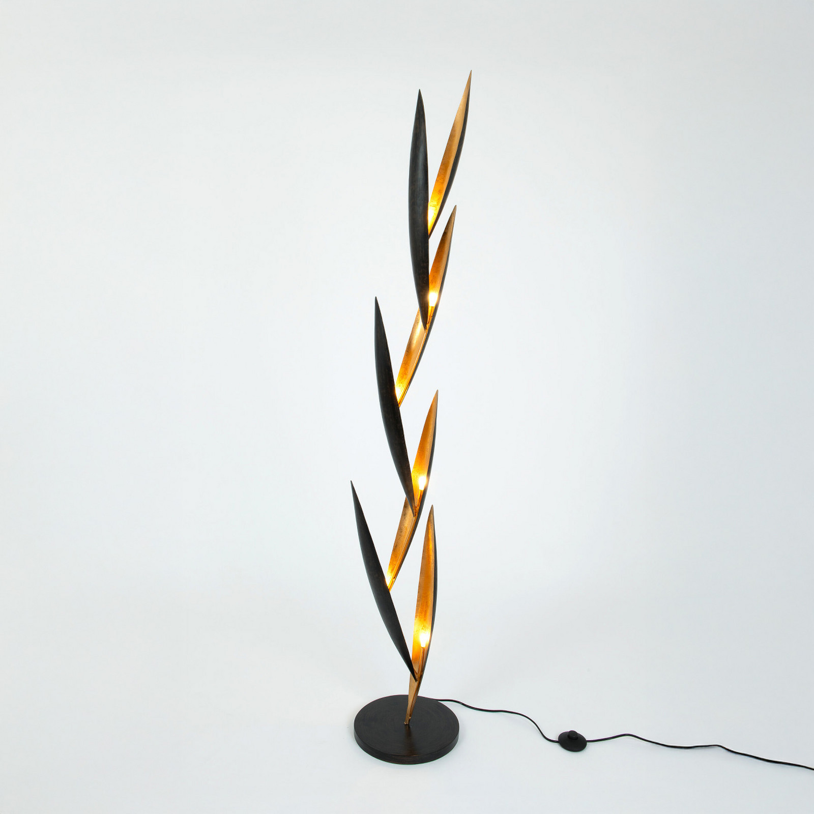 Holländer Lampadar FORTUMA negru/auriu înălțime 160 cm metal 6 x G4 - Camera de zi / sufragerie - Modern - maro-negru-auriu