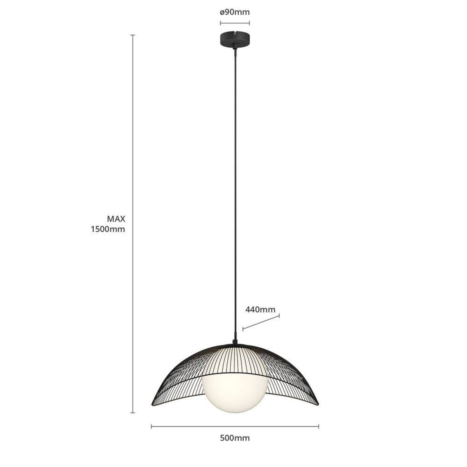 Fabronia Lampada a Sospensione Opal/Black - Lindby