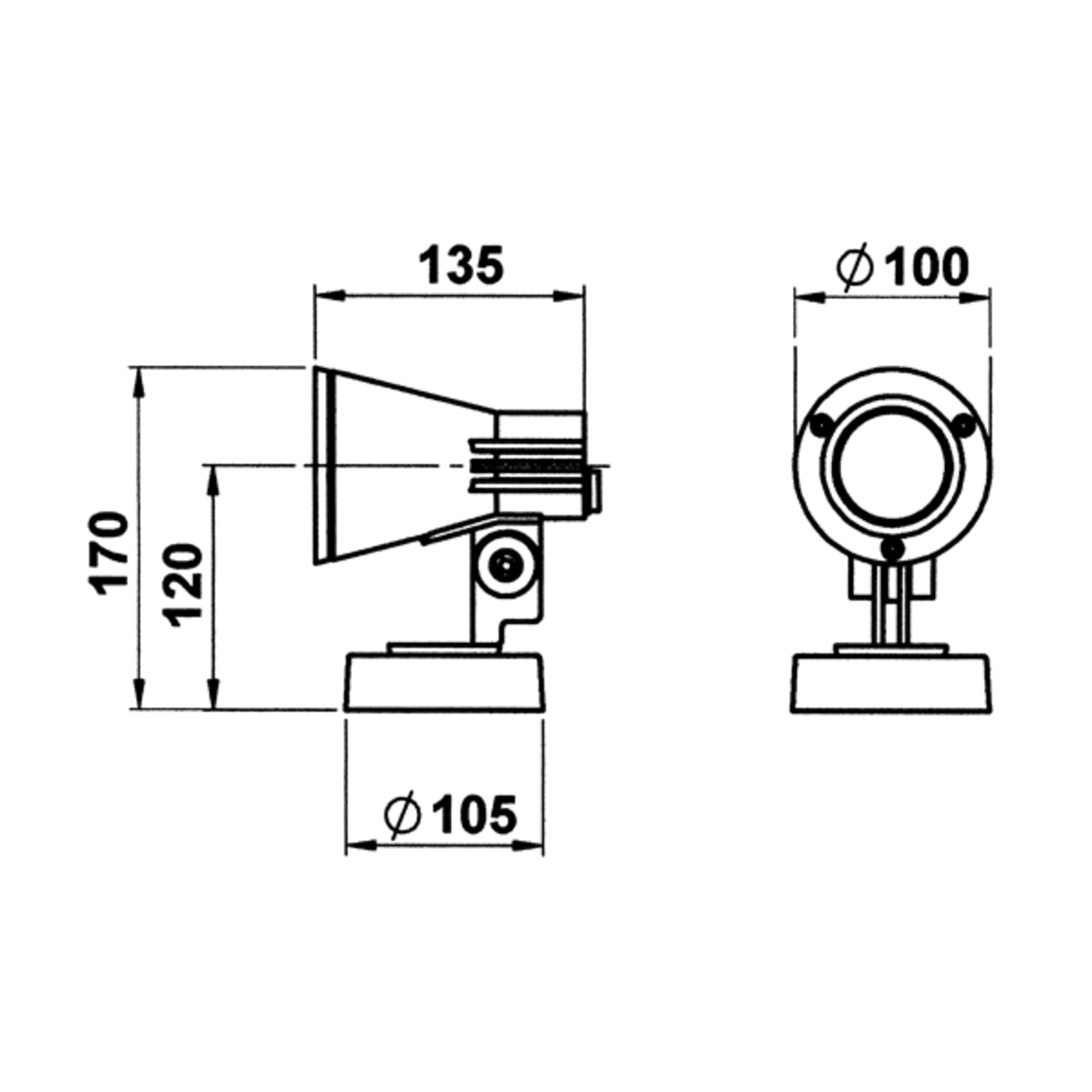 Wandspot 639, wit, draaibaar en zwenkbaar